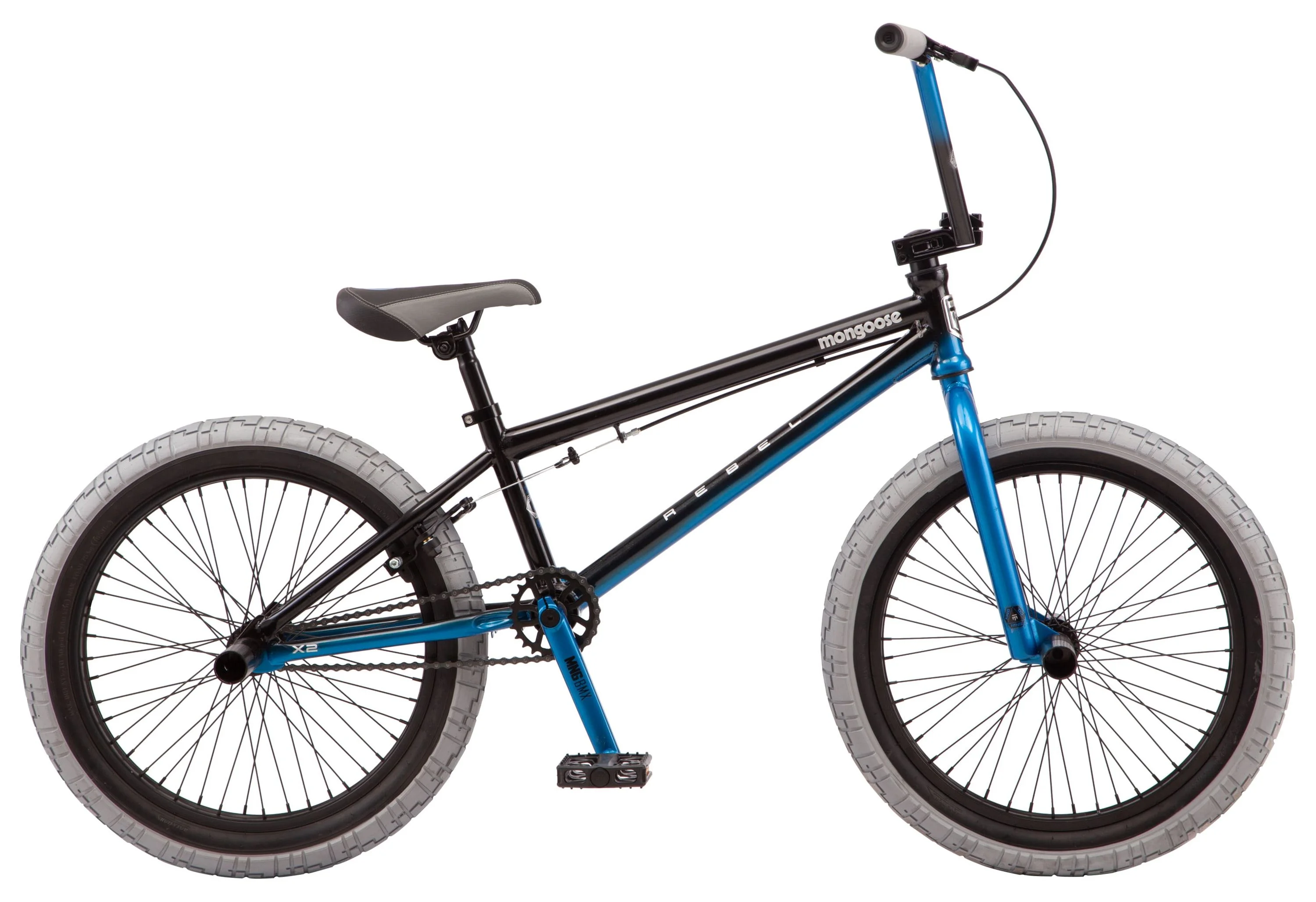 Mongoose Rebel X2 Kids Boys 20-in. BMX Bike, Black & Blue - Womvr