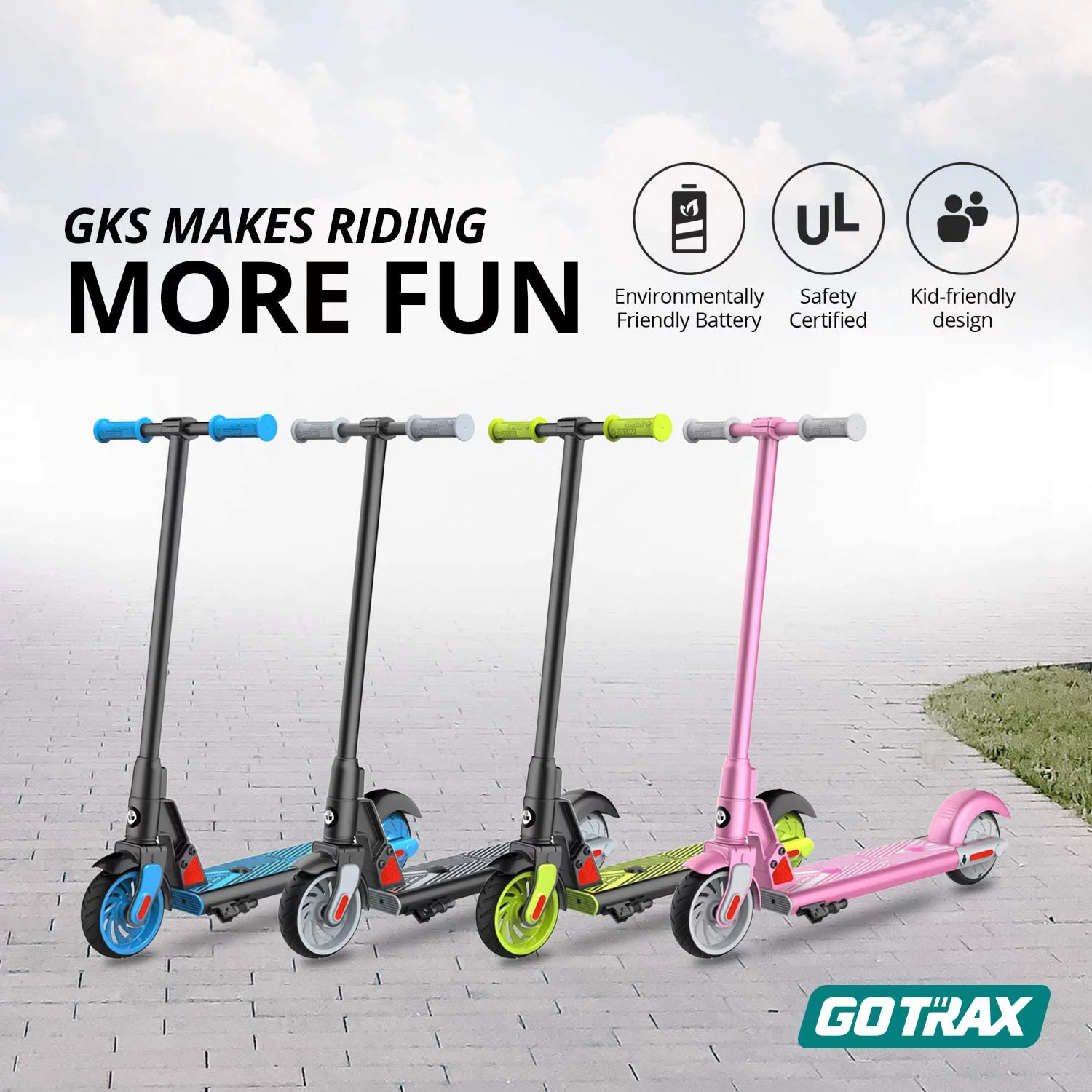 GOTRAX GKS Electric Scooter with 6 In. Solid Tires, 50.4 Wh Lithium Battery up 4 miles, 150W Motor up 7.5 mph for 6-12 Year Old Ages Kids, Blue - Womvr