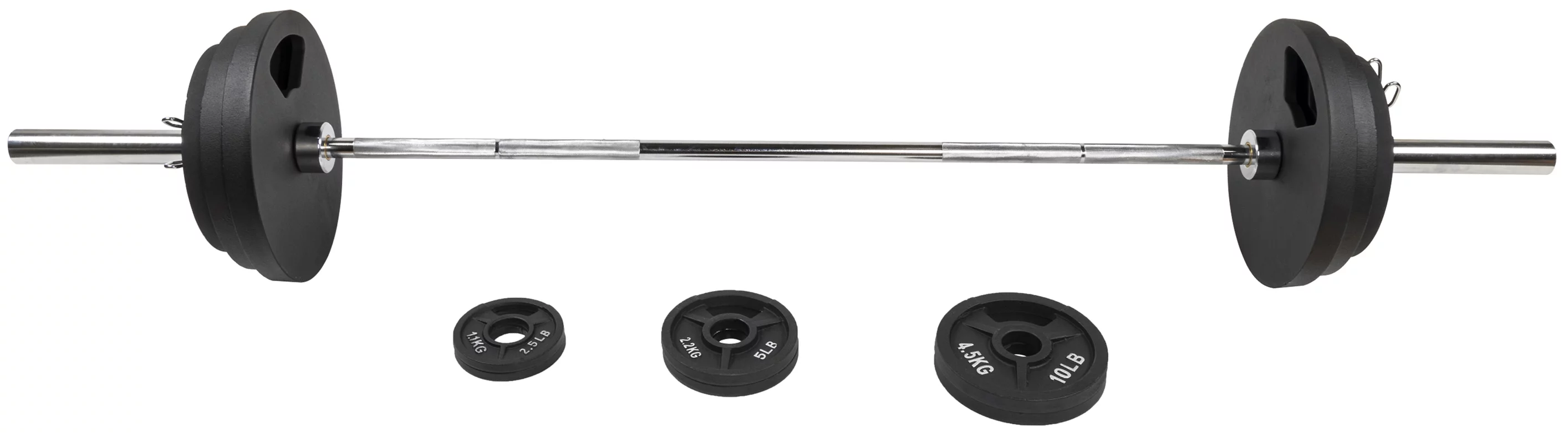 BalanceFrom Cast Iron Olympic Weight Including 7FT Olympic Barbell and Clips, 300-Pound Set (255 Pounds Plates + 45 Pounds Barbell), Multiple Packages - Womvr