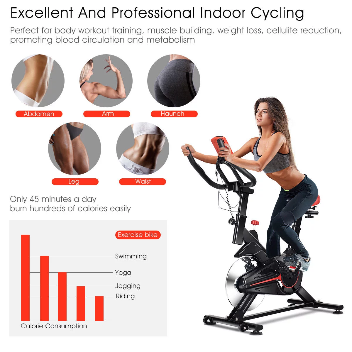 Gymax Indoor Cycling Bike Exercise Cycle Trainer Fitness Cardio Workout LCD Display - Womvr