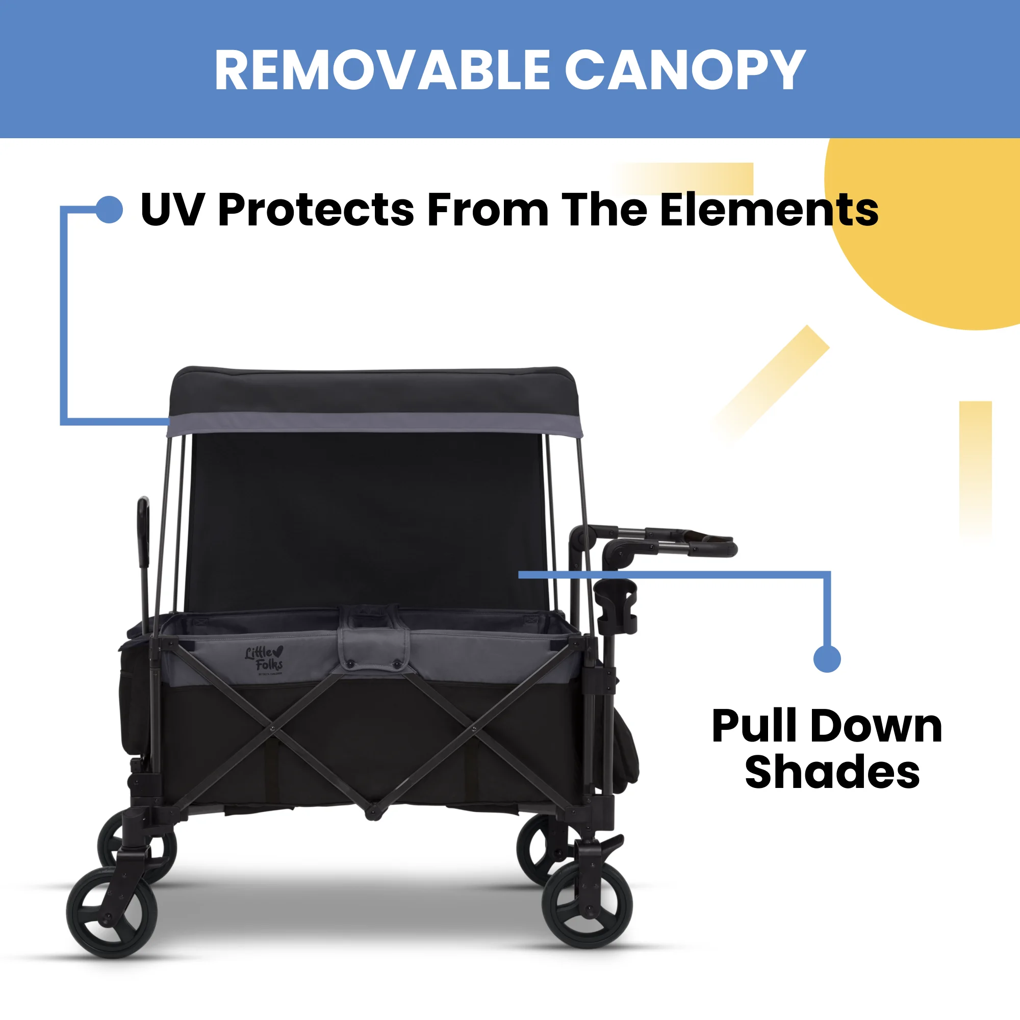 Little Folks by Delta Children City Wagon Cruiser Stroller, Black - Womvr