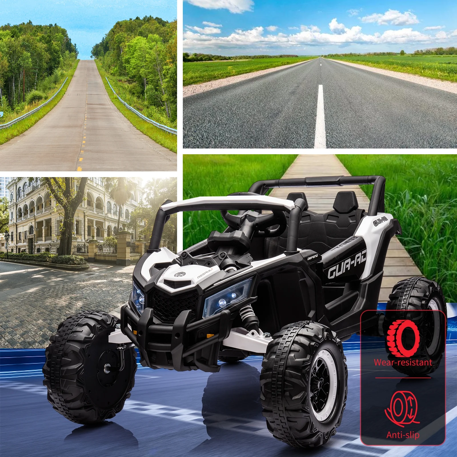 EastVita Ride on UTV Car, 24V Ride on Car Battery Powerd Electric Off-Road UTV Car w/Remote Control, 200W Motor, Spring Suspension, Music, LED Lights, ATV, Red - Womvr