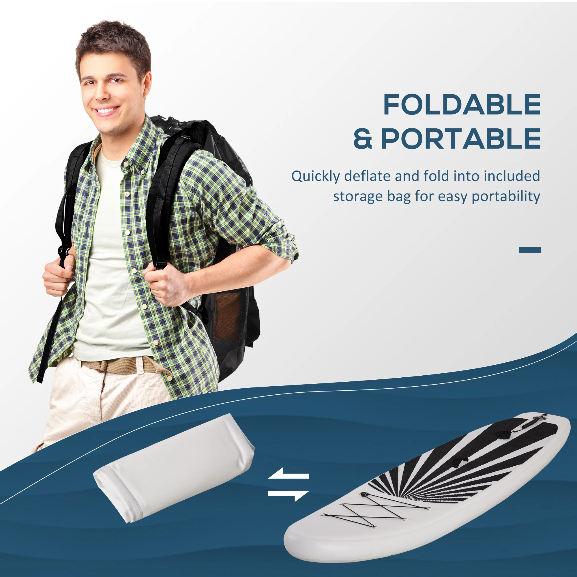 Soozier Inflatable Stand Up Paddle Board Ultra-Light Yoga SUP with Non-Slip Deck Pad, Premium Accessories, Waterproof Bag, Safety Leash and Hand Pump for Surfing, Touring and Fishing, Blue - Womvr