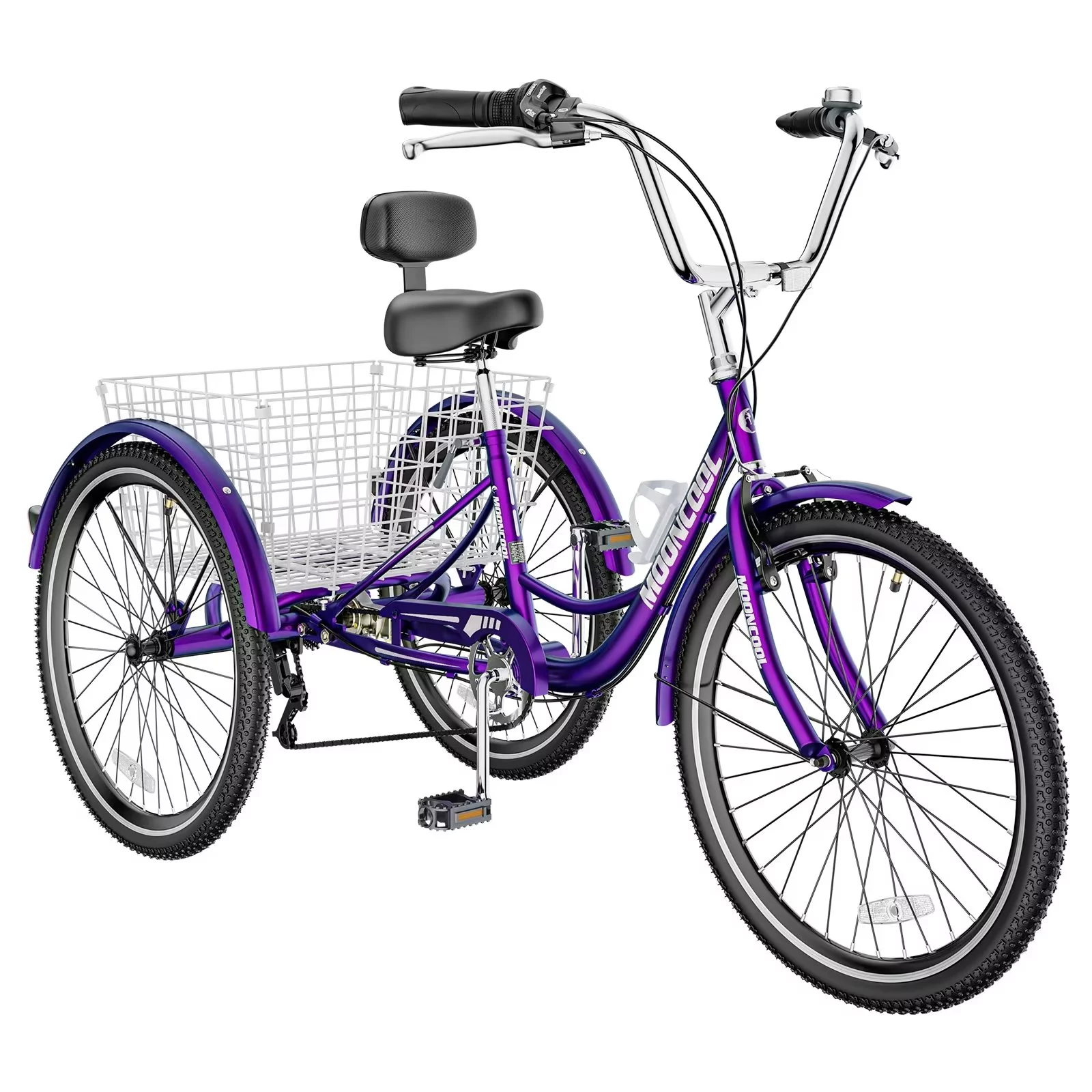 MOPHOTO Adult Tricycle 20/24/26 inch 3 Wheel Bicycle,3 Wheel Bikes for Adults,7 Speed Low Stepover Frame Tricycle with Basket/Bell,3 Wheel Bicycle for Seniors,Women,Men - Womvr