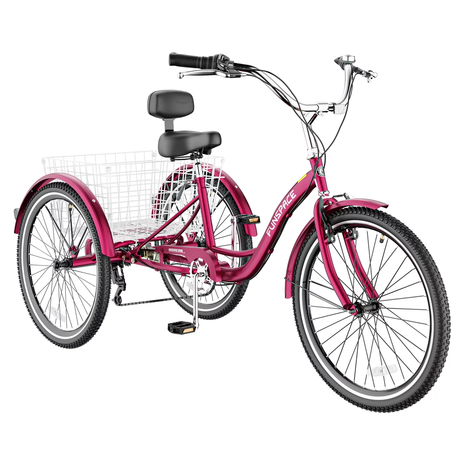 Lilypelle Adult Tricycles 7 Speed 20/24/26 Inch Three Wheel Bike Cruiser Trike with Low-Step Through Frame/Large Basket for Men, Women, Seniors - Womvr