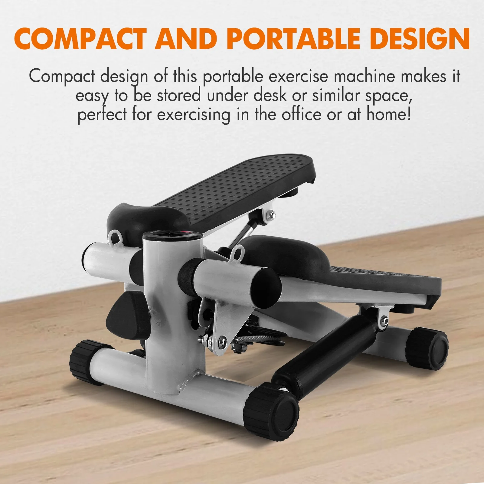 Mini Stepper Air Stair Climber Exercise Machine Health Aerobic Fitness Elliptical Trainers with Resistance Band LCD Display Gray - Womvr