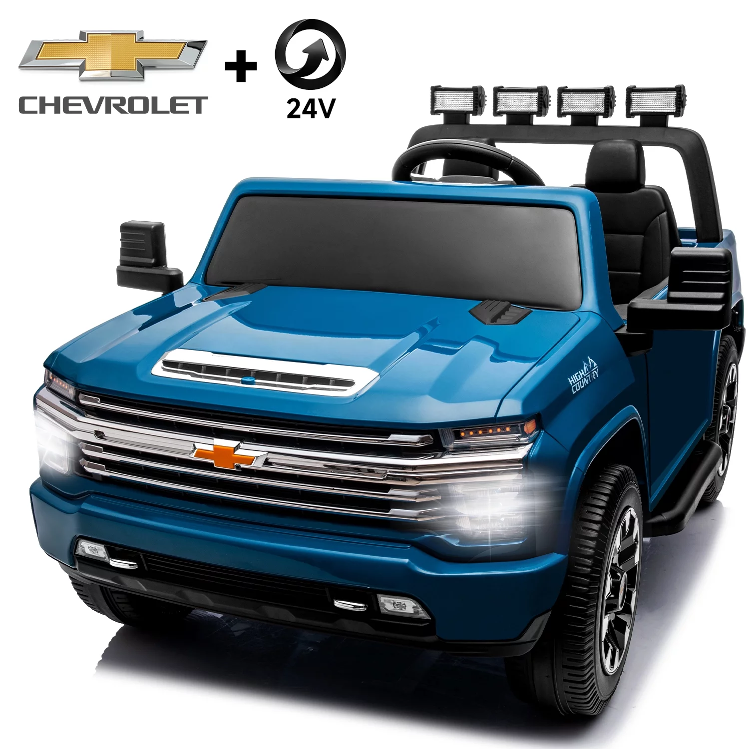 Track 7 24V Ride on Car, Licensed Silverado HD 2 Seater Electric Car for Boys Girls Age 3+, 24V Ride on Truck w/Remote Control, Music, ABC, Pink - Womvr