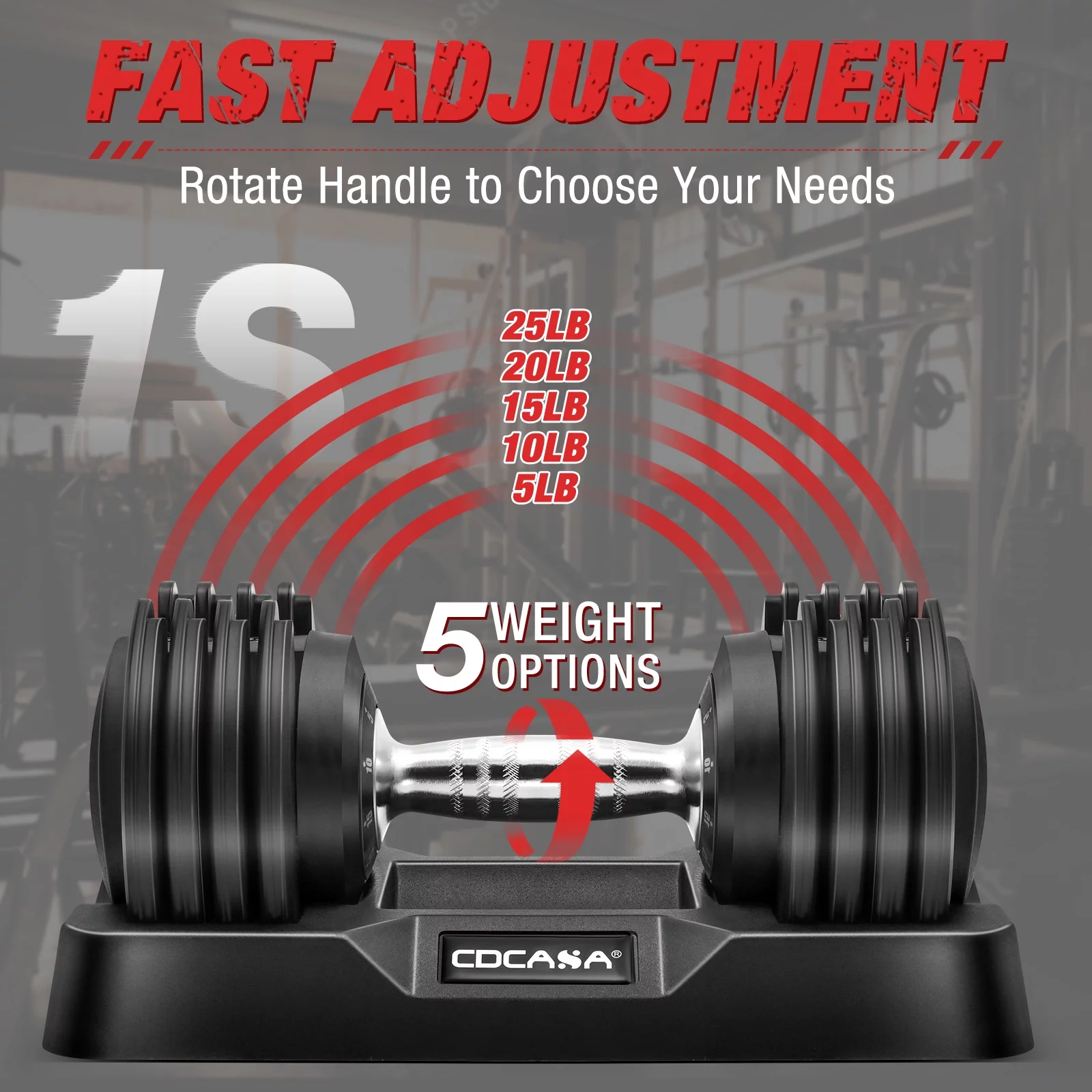 July's Song Adjustable Dumbbell Set,25 Lb Weights Set for Home Gym with Anti-Slip Handle,5-25 Lbs,Black - Womvr