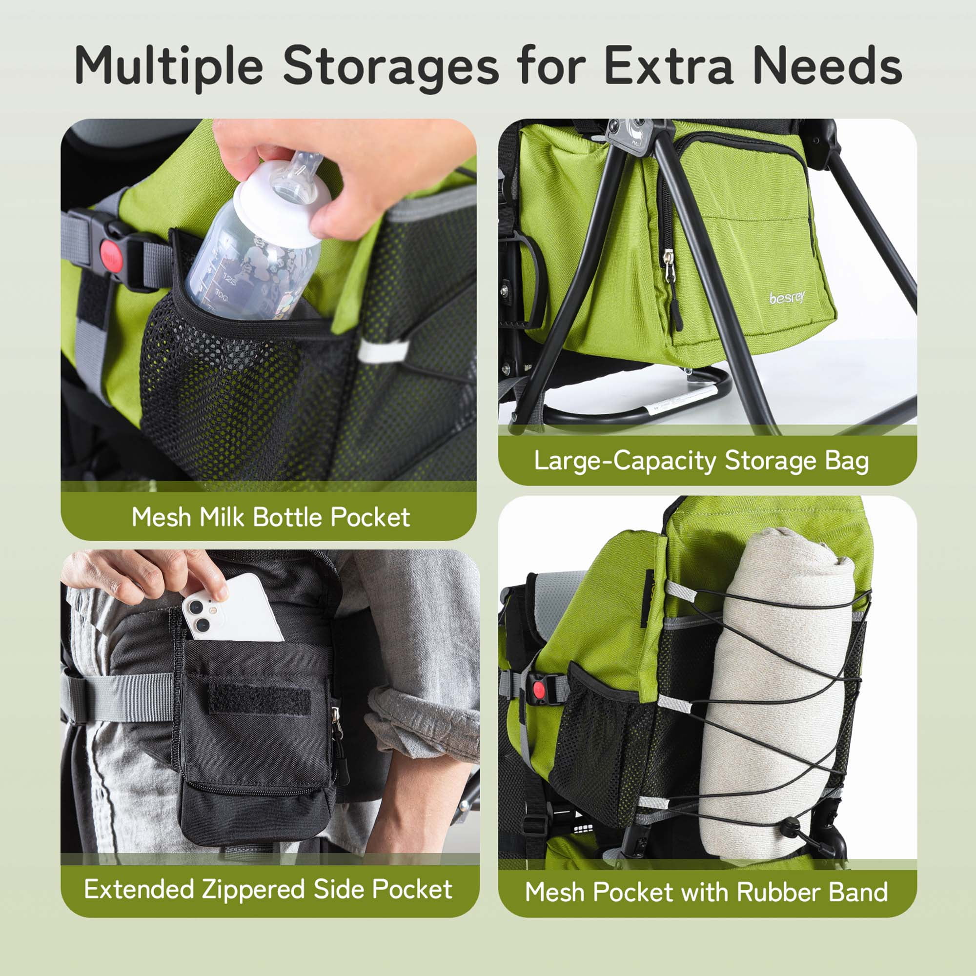 Besrey Baby Hiking Backpack Carrier for Toddlers, Waterproof & Lightweight Outdoor Child Back Frame, Black - Womvr