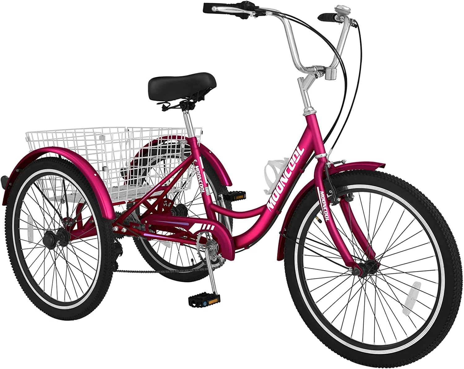 MOONCOOL Adult Tricycles, 3 Wheel 7 Speed Trikes, 20/24/26 inch Adult Trikes 3 Wheeled Bike with Basket for Seniors, Women, Men - Womvr