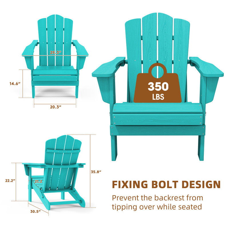 Outdoor Patio Folding HDPE Resin Adirondack Chair, Red - Womvr