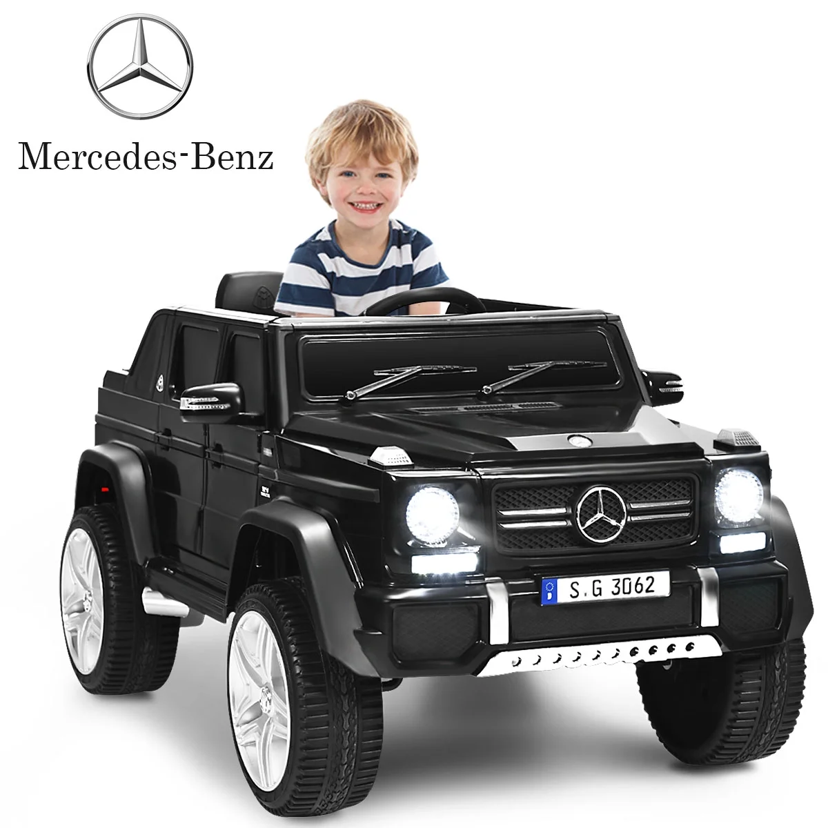 Costway Mercedes Benz 12V Electric Kids Ride On Car RC Remote Control W/Trunk, Blue - Womvr