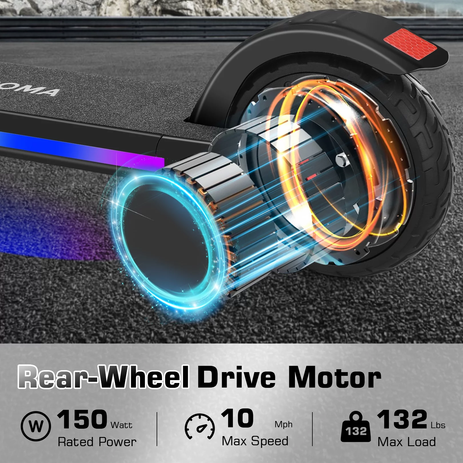 Caroma Kids Electric Scooter, 6+ Boys and Girls Safe Kick Scooter, Adjustable Speed and Handlebar - Womvr