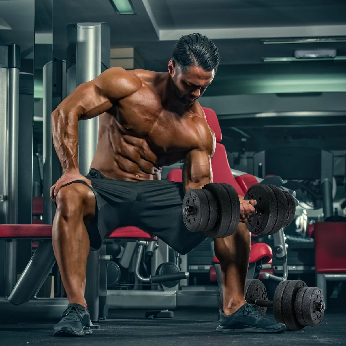 Costway 66 LB Dumbbell Weight Set Fitness 16 Adjustable Plates Workout - Womvr