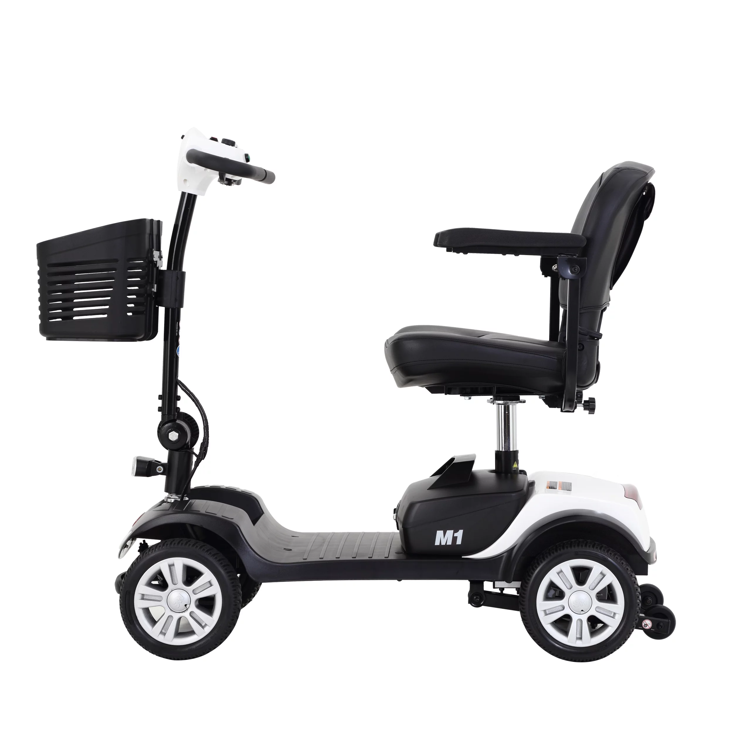 BTMWAY Mobility Scooter, 4 Wheels Electric Scooter for Seniors, Compact Folding Travel Mobility Scooters for Adult, Transformer Mobility Scooter with Swivel Seat, Front and Rear LED Light, Silver - Womvr