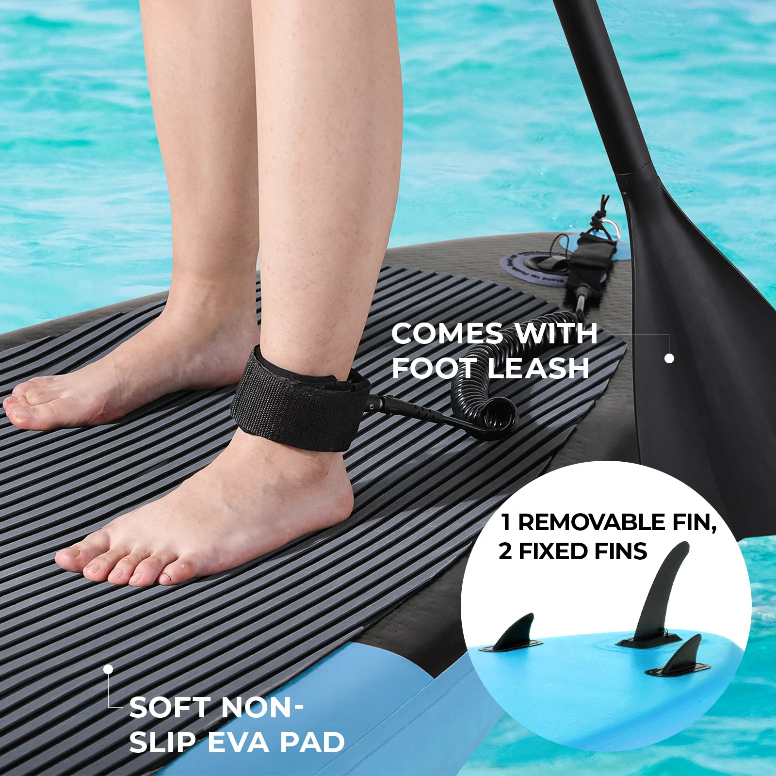 Pirecart 10ft Inflatable SUP Stand up Paddle Board with Backpack, Paddle, Leash - Womvr