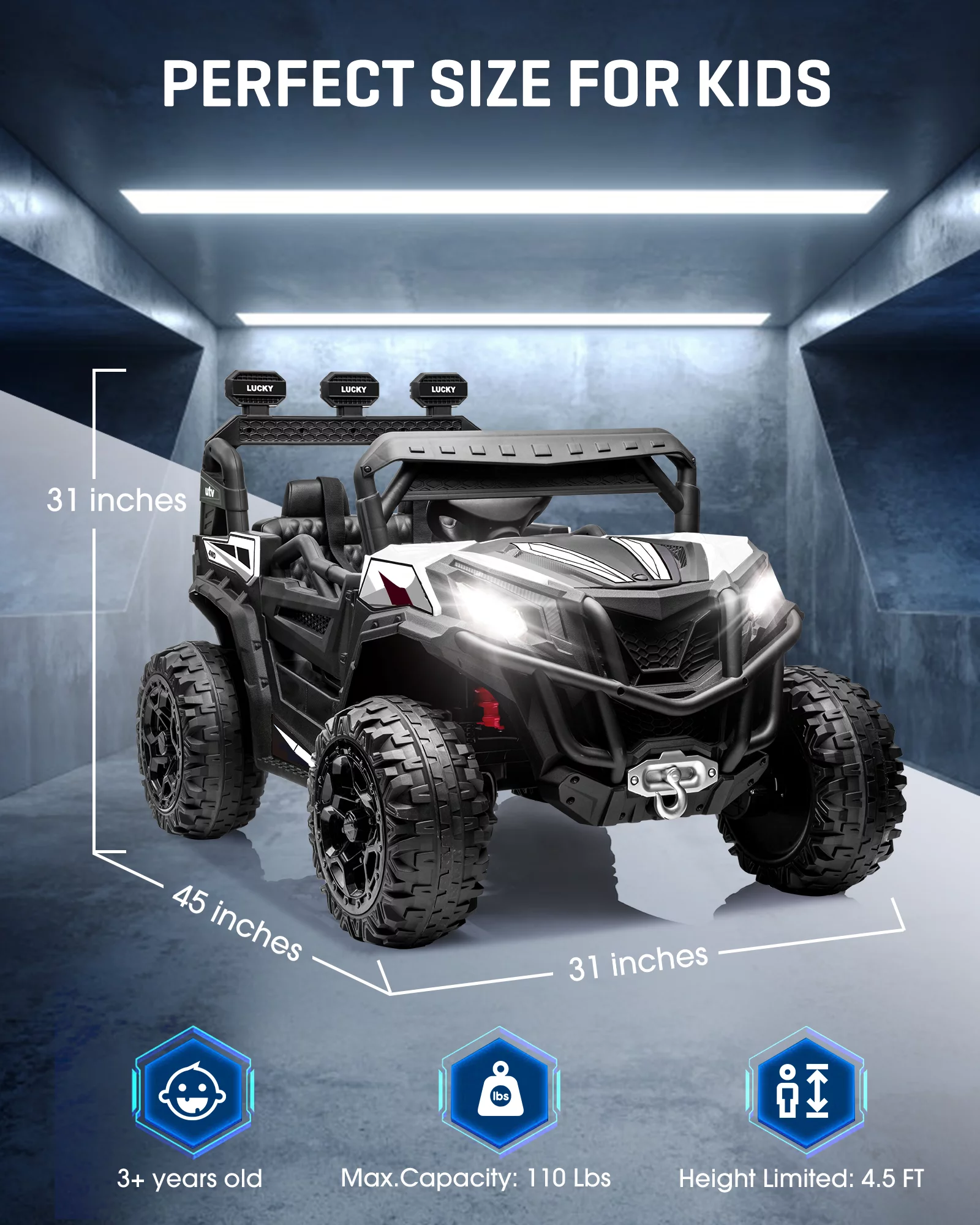 TOKTOO 24V Ride on Car, 4WD Powered Ride on UTV with Remote Control & Trunk Storage Space,  1 Seater Kid Car for Boys Girls -Blue - Womvr