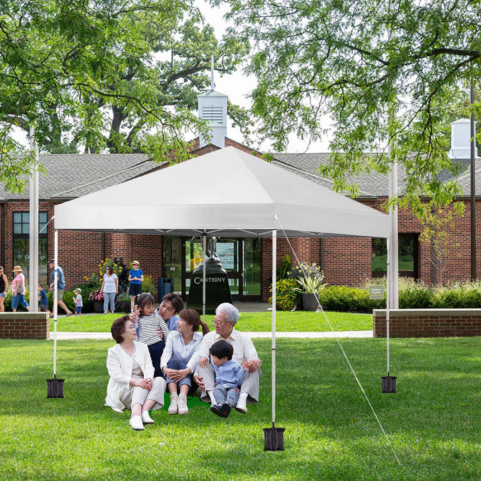 SUGIFT 10' x 10' Pop up Canopy Tent Instant Waterproof Folding Tent with 4 Sandbags, White - Womvr