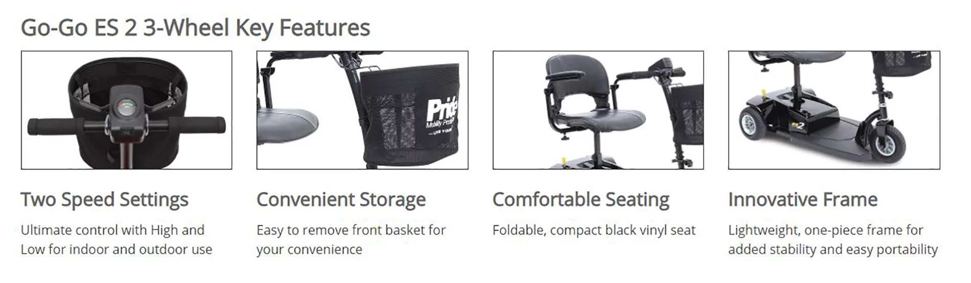 Go-Go ES2 3-Wheeled Scooter by Pride Mobility with Extended Warranty - Womvr