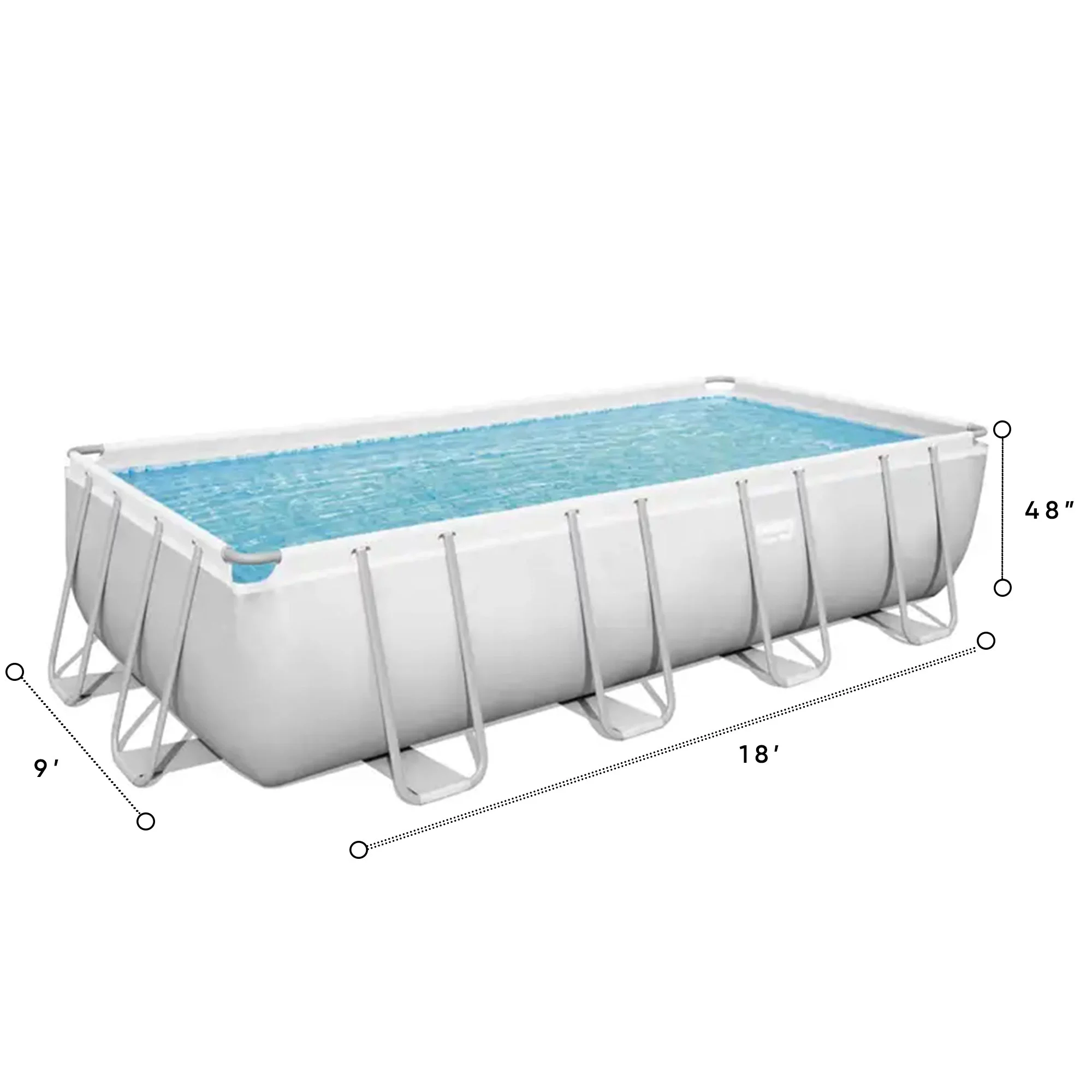 Bestway 18ft x 9ft x 4ft Rectangular Above Ground Swimming Pool Kit - Womvr