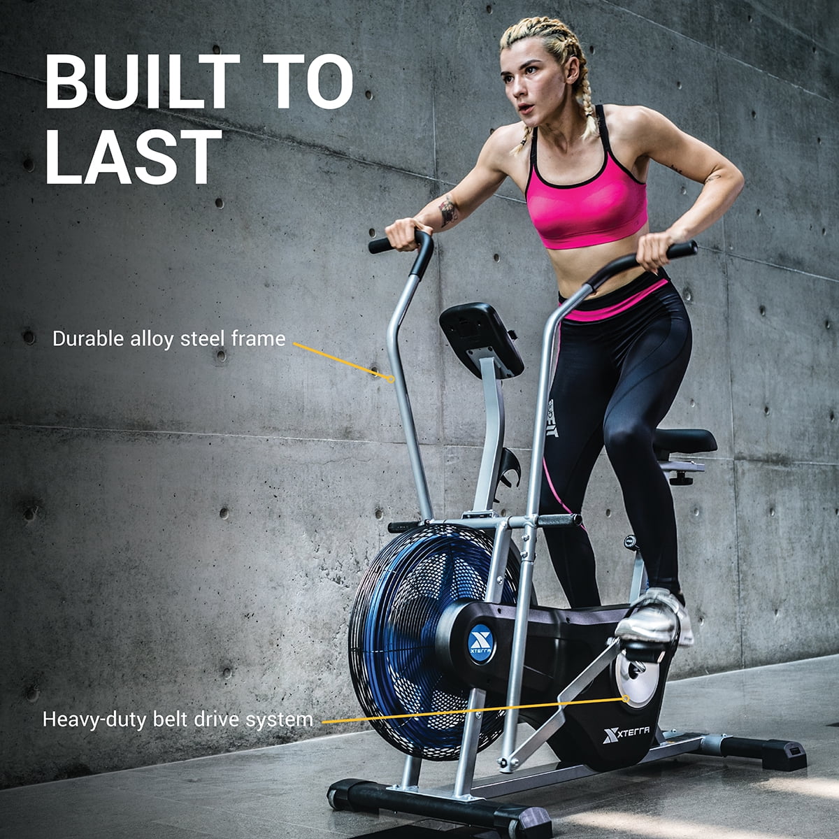 XTERRA Fitness AIR350 Low Impact Full Body Workout Exercise Bike with Wind Resistance and LCD Display - Womvr