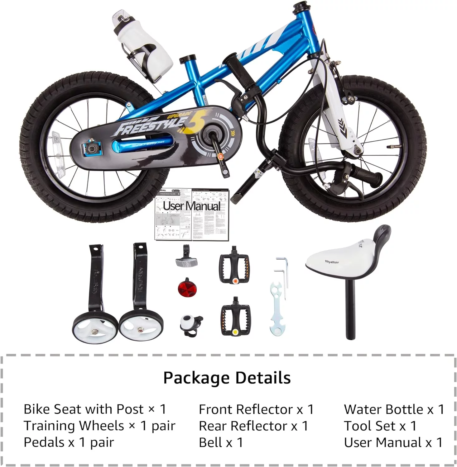 Royalbaby BMX Freestyle 12 inch Kid's Bike Blue with Two Hand Brakes - Womvr