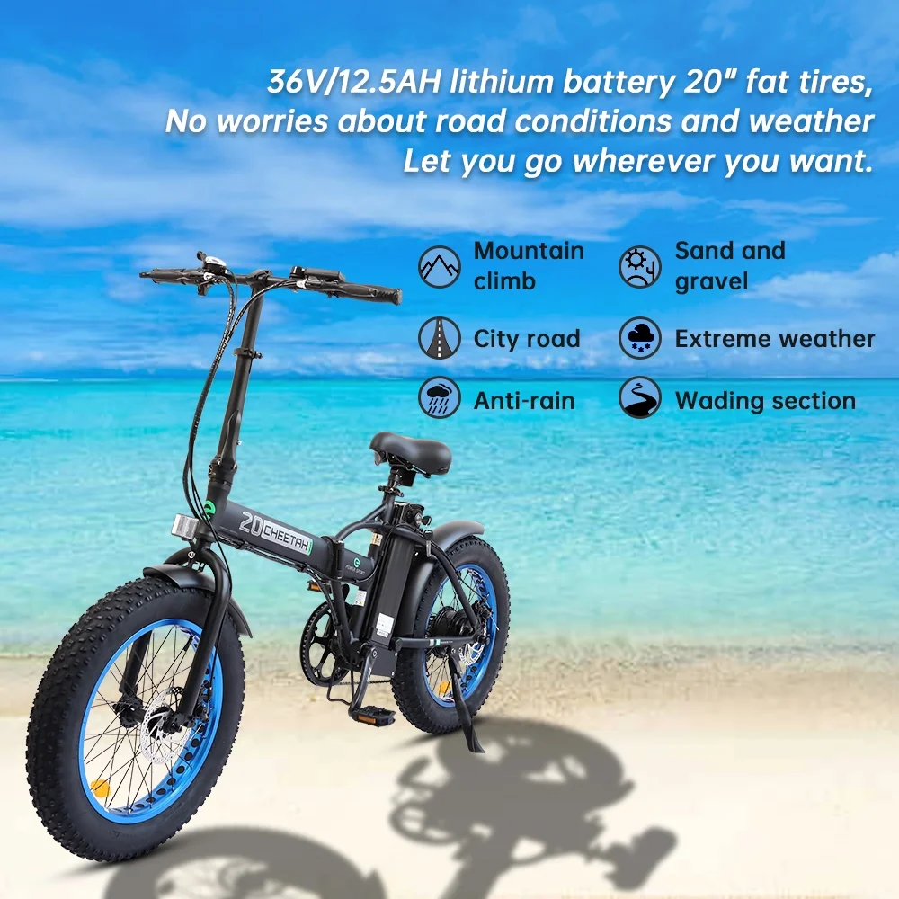 ECOTRIC 20 Inch Fat Tire e-Bike 500W 48V Foldable frame Pedal Assist Commute Bike 7 Speed A-E516646 - Womvr