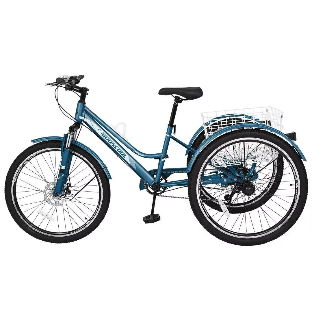 Docred Adult Tricycle, 7 Speed Three Wheel Mountain Bike, 24/26/27.5 inch Adults Trikes ,Load capacity 420 lbs - Womvr