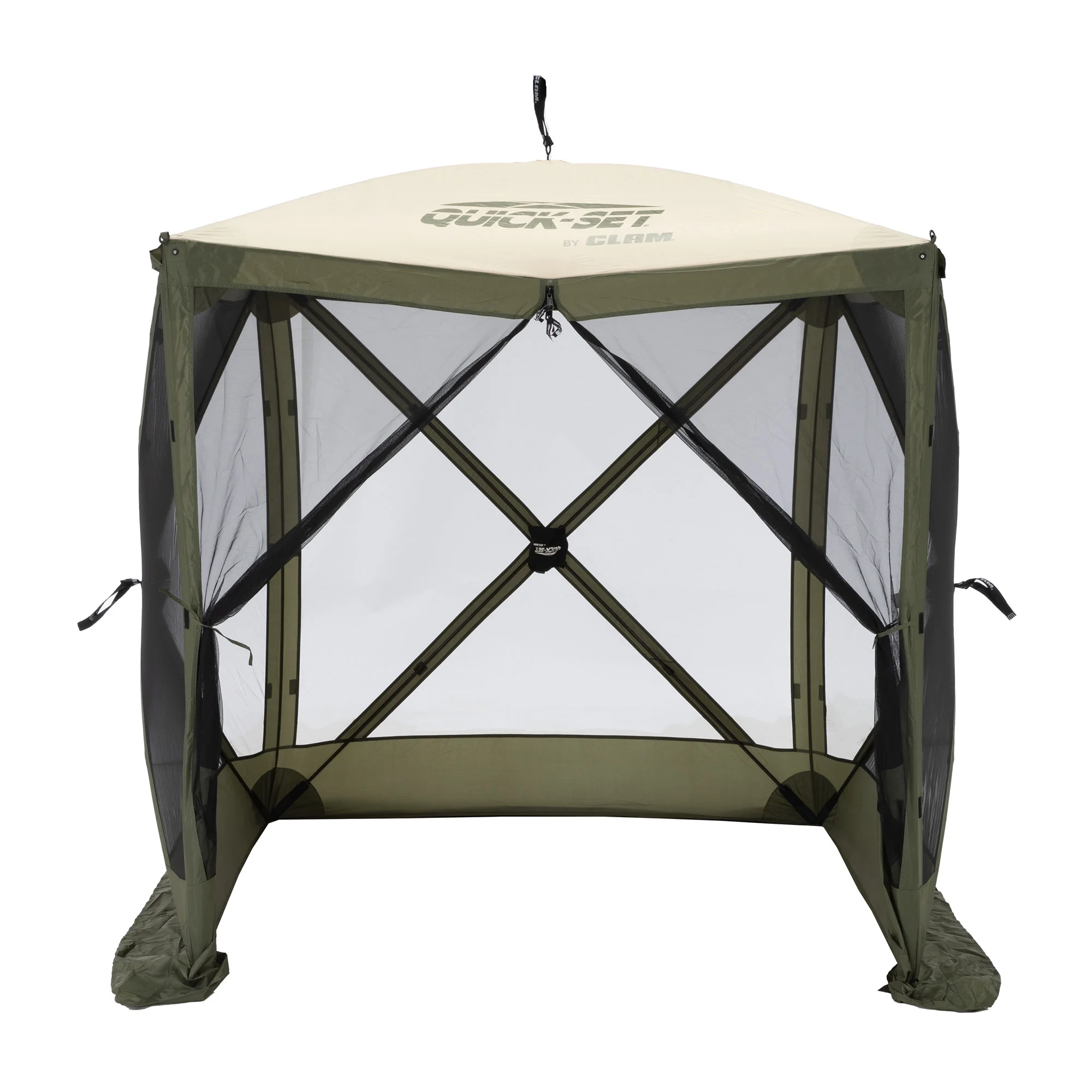CLAM Quick-Set 9 x 9 Ft Venture Portable Outdoor Canopy Shelter, Green/Tan - Womvr