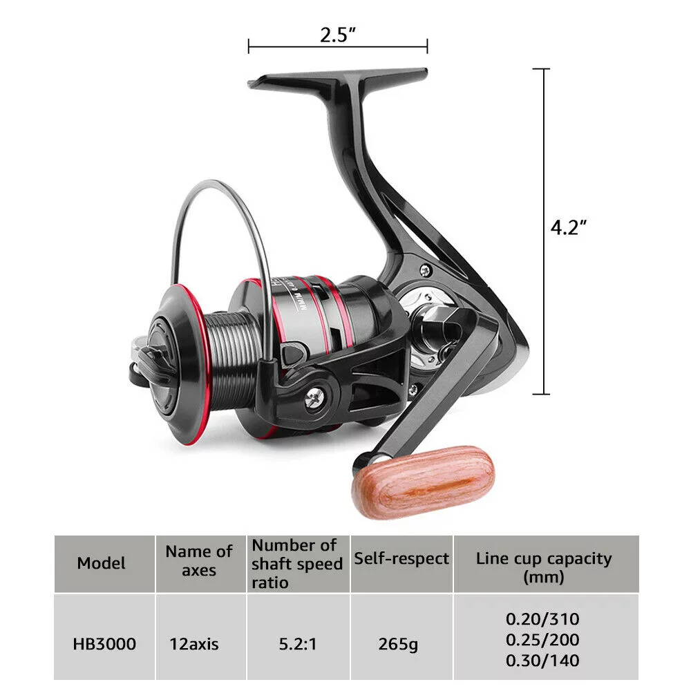 Heavy Duty Spinning Reel Saltwater Offshore Fishing Reel Max Drag 18lbs HB500-HB6000 - Womvr