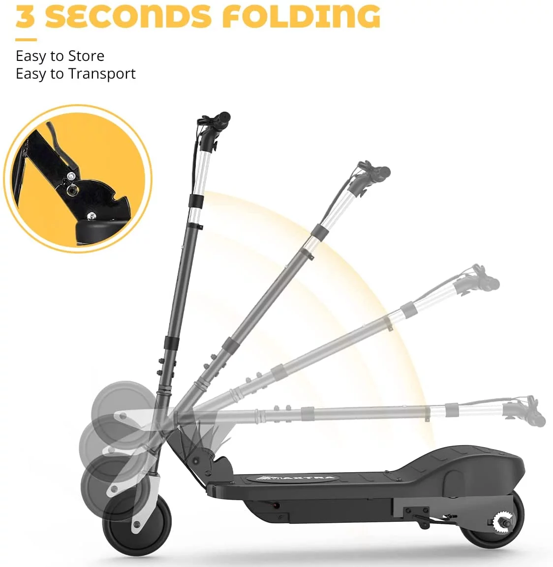 Maxtra Scooters E100 Electric Scooter for Kids Ages 6-12 - Up to 10 Mph, Foldable and Adjustable Handlebar - Womvr