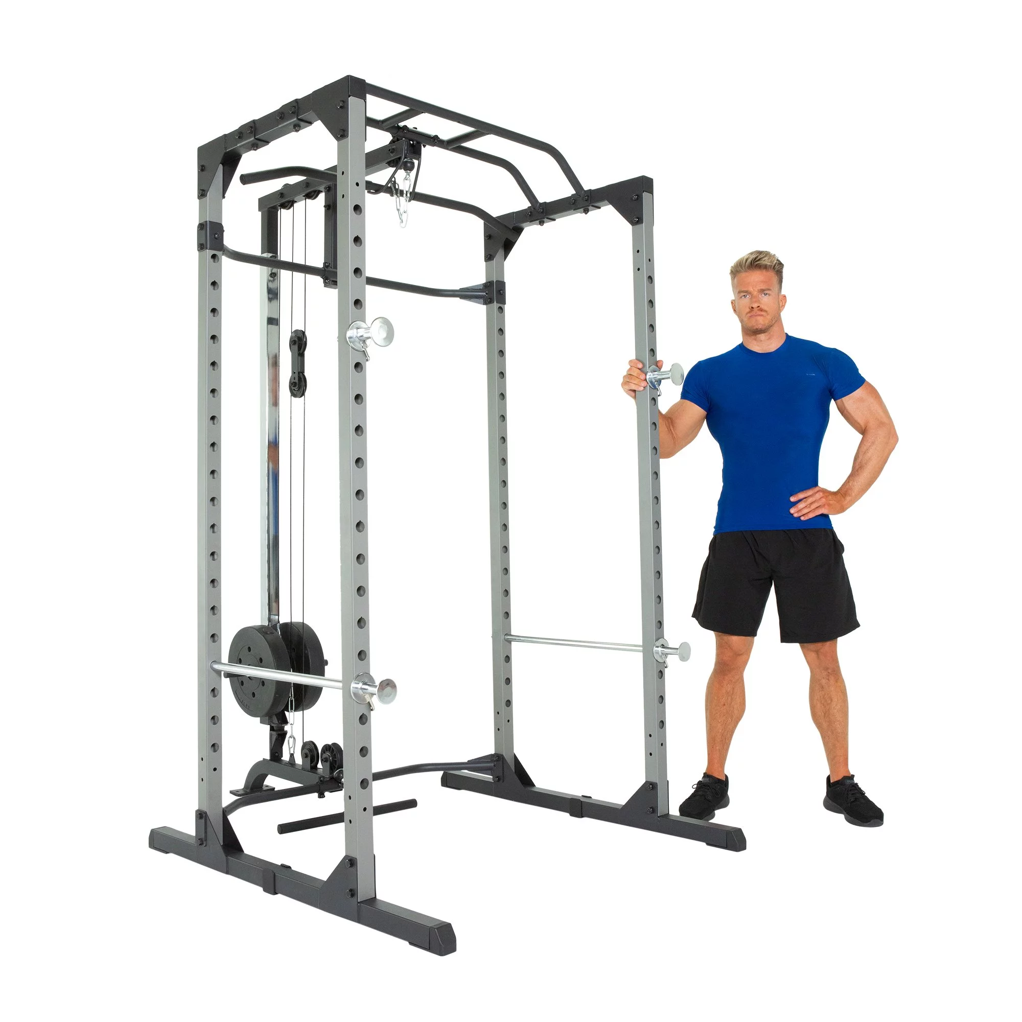 ProGear Squat Rack Power Cage with J-Hooks, Ultra Strength 800lb Weight Capacity, Optional Lat Pulldown Attachment - Womvr