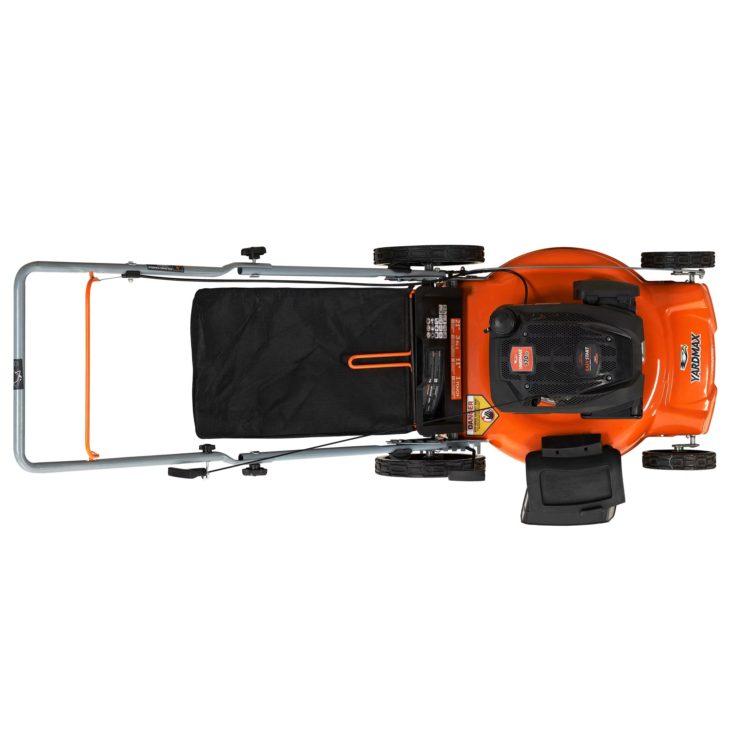 YARDMAX 21 in. 170cc 3-in-1 Gas Walk Behind Push Lawn Mower with High Rear Wheels - Womvr