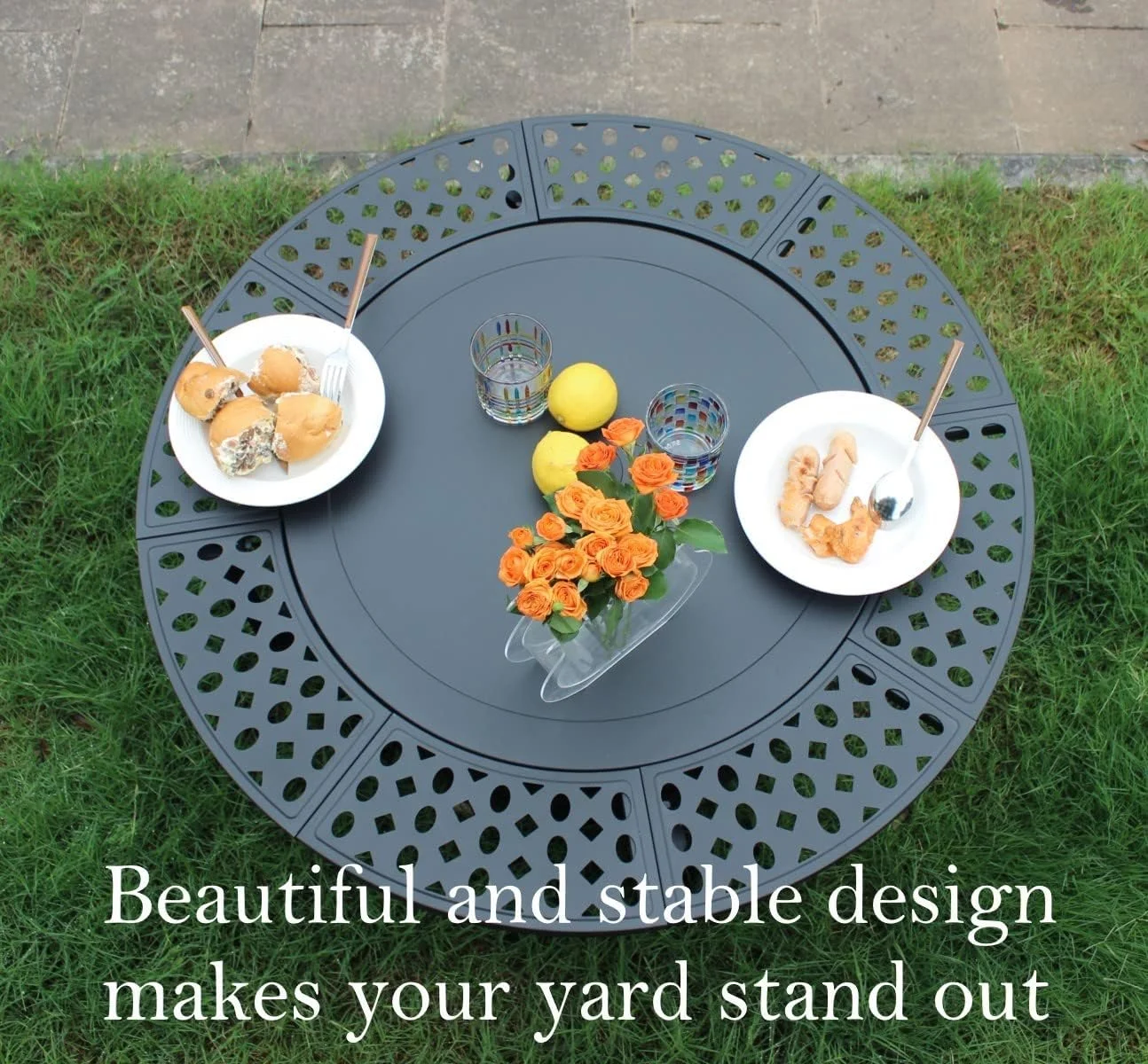 36 Inch Fire Pit with 2 Grills, Wood Burning Fire Pits for Outside with Lid, Poker and Round Waterproof Cover, BBQ& Outdoor Firepit & Round Metal Table 3 in 1 for Patio, Picnic, Party - Womvr