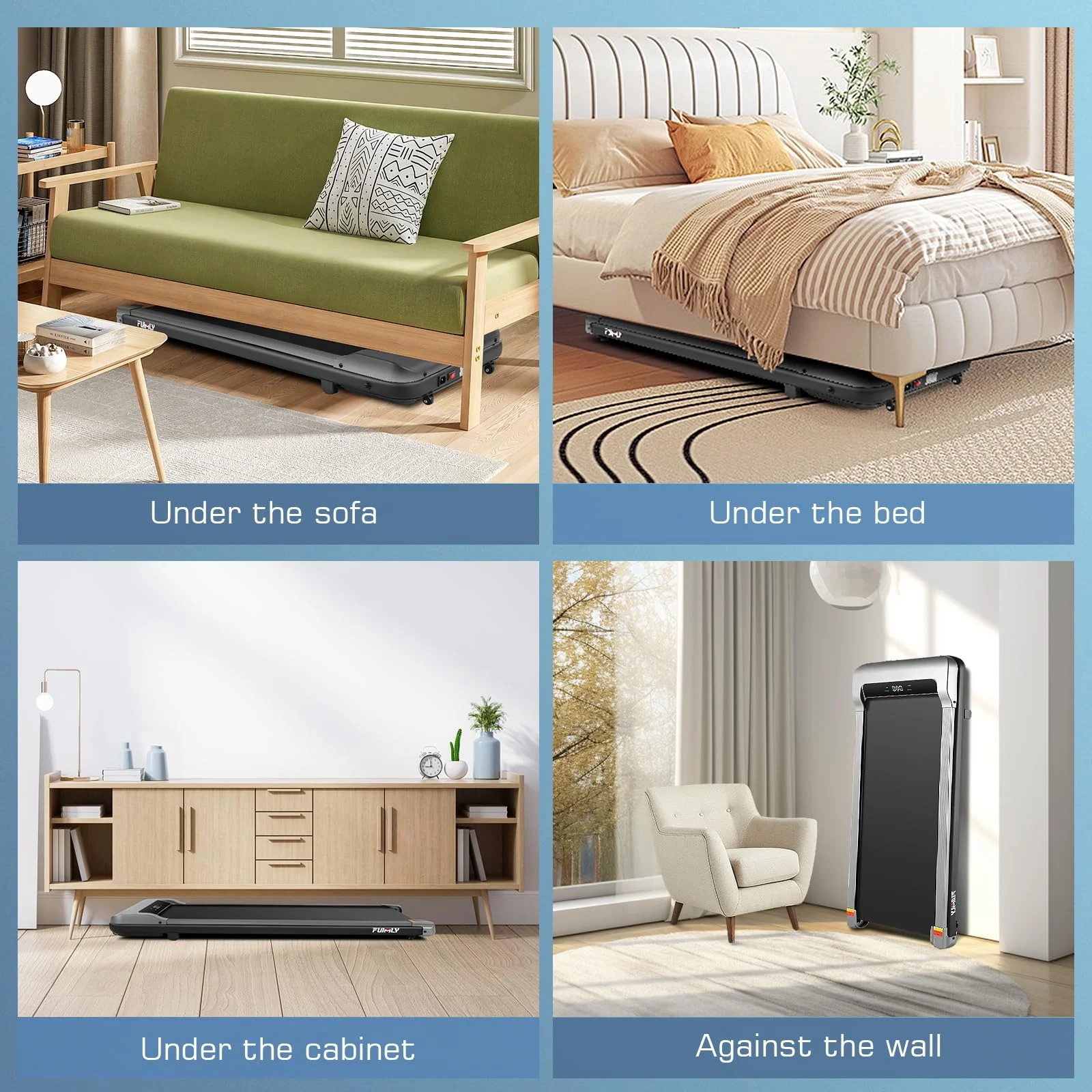 FUNMILY Walking Pad Treadmill with Remote Control, Electric Treadmill with LED Display, Under Desk Treadmill for Home Office Use, Black - Womvr