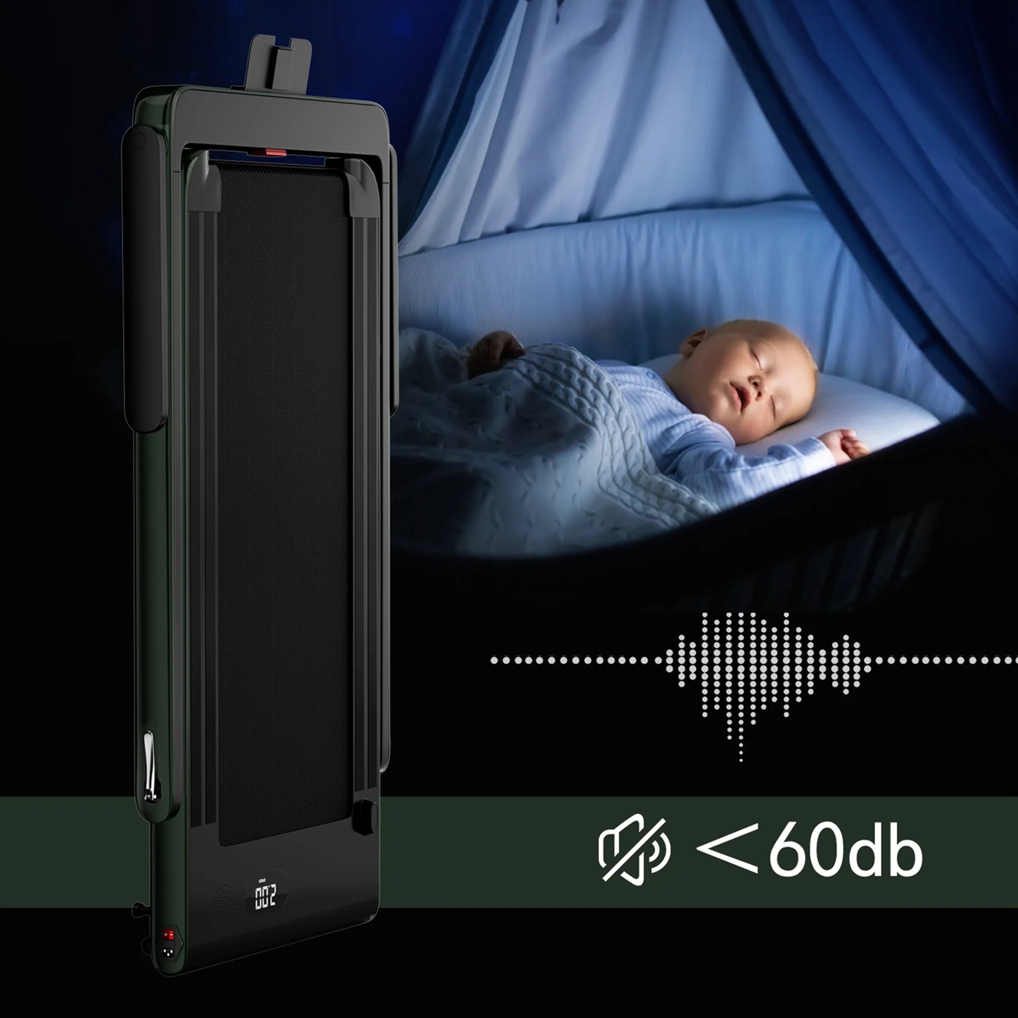 SuperFit Up To 7.5MPH 2.25HP 2 in 1 Single Display Screen Folding Treadmill Remote Control W/ APP Control Speaker Black - Womvr