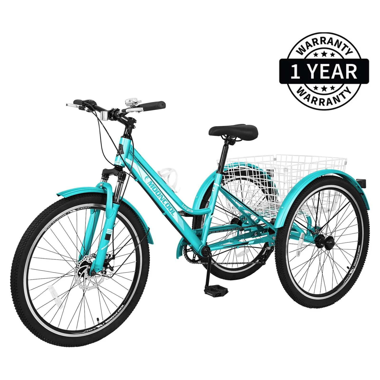 Docred Adult Tricycle, 7 Speed Three Wheel Mountain Bike, 24/26/27.5 inch Adults Trikes ,Load capacity 420 lbs - Womvr