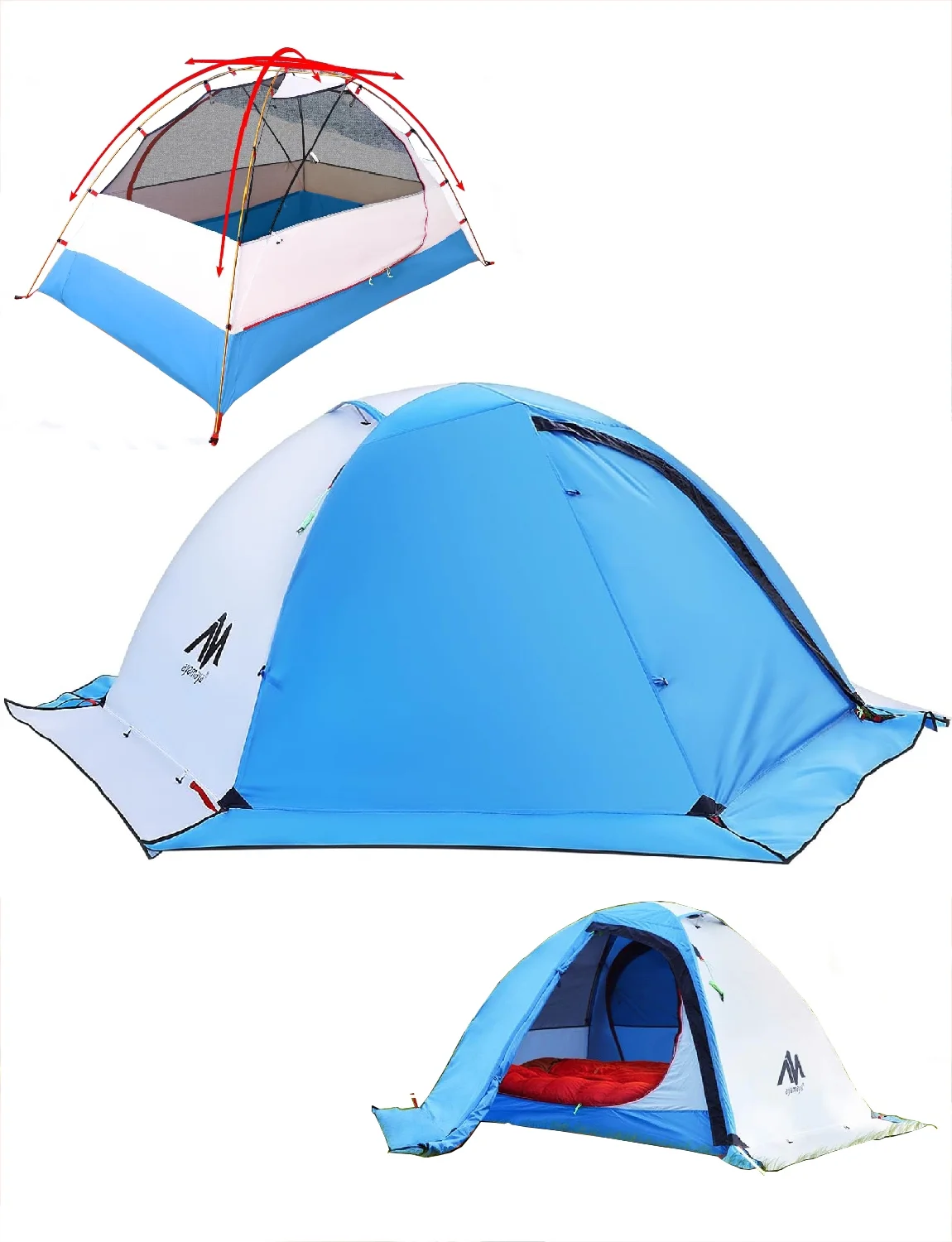 IC ICLOVER 4 Season Backpacking Tent for 2 Person Ultralight Waterproof All Weather Double Layer Camping Tents for Backpacker Outdoor Hiking Survival - Green - Womvr