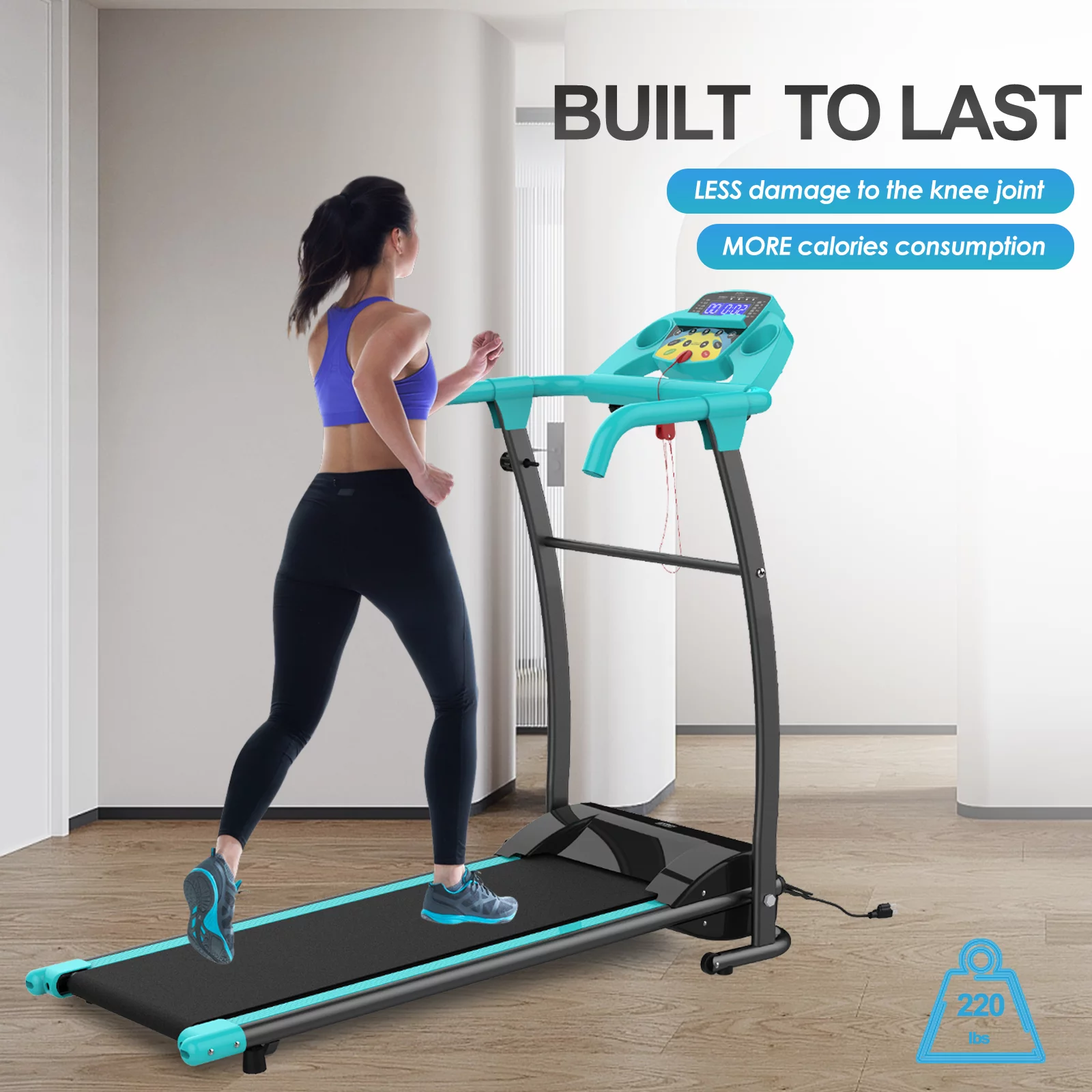 OBENSKY 1000W Portable Foldable Treadmill, Running Jogging Quiet Fitness Machine/Black - Womvr