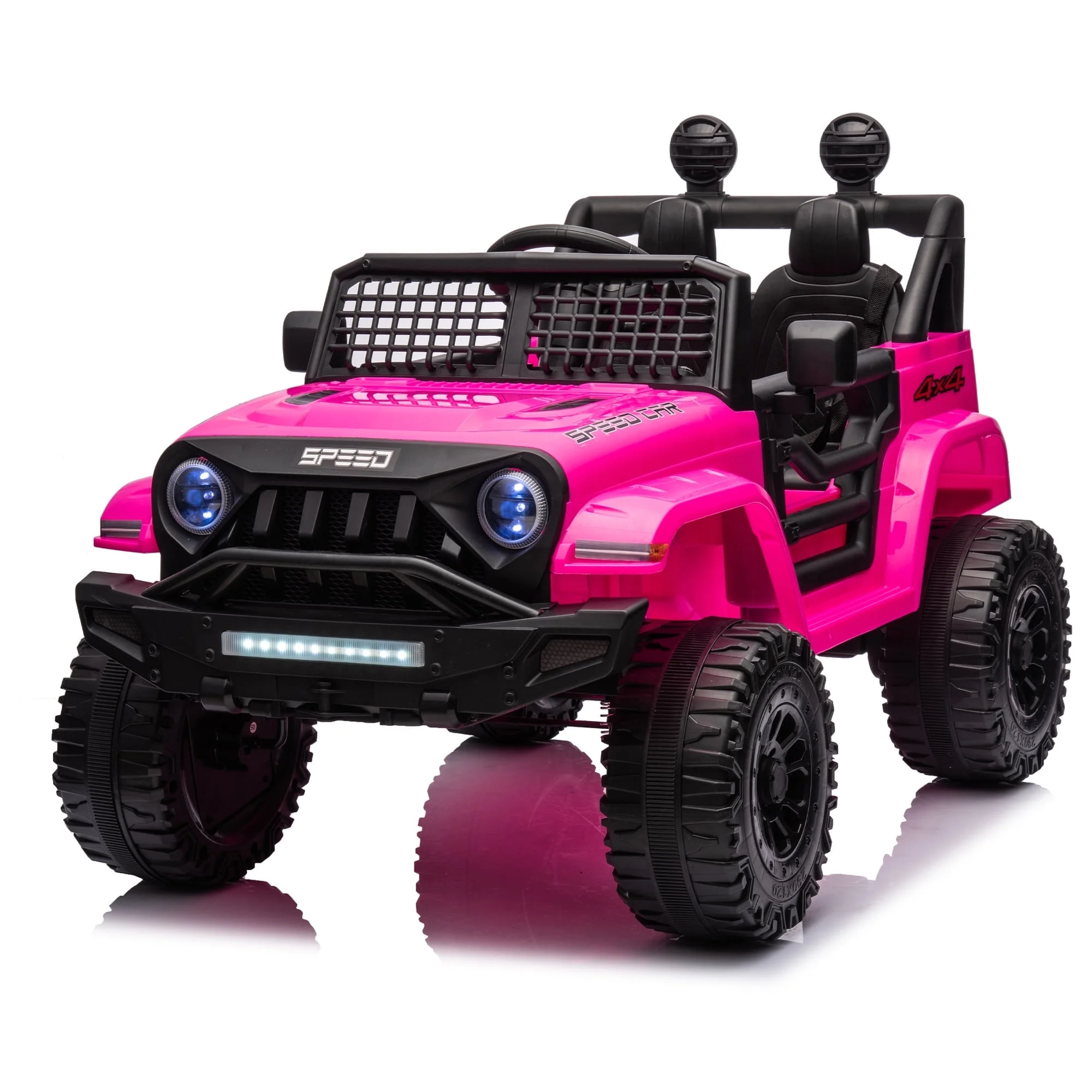 Kids Ride on Truck with Parents Remote Control, 12V 7A Battery Powered Electric Car Vehicle Toy with 3 Speed, USB, MP3, Bluetooth, LED Light, Safety Belt, Electric Car for Kids (Black) - Womvr