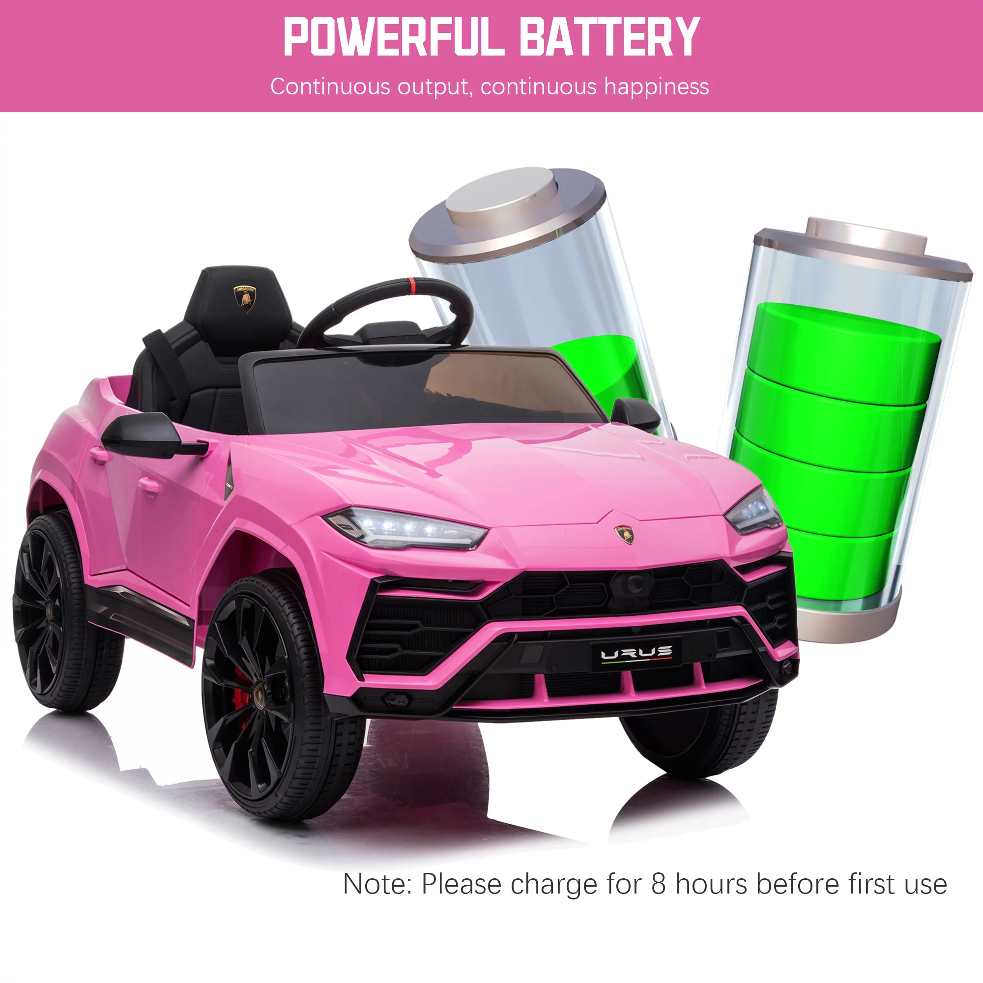 Seizeen 12V Kids Ride On Cars Battery Powered, Lamborghini Ride on Toy w/ Remote Control, 3 Speeds, Music Player, Ride On Cars for Kids As Best Gift for Girls Boys, Pink - Womvr