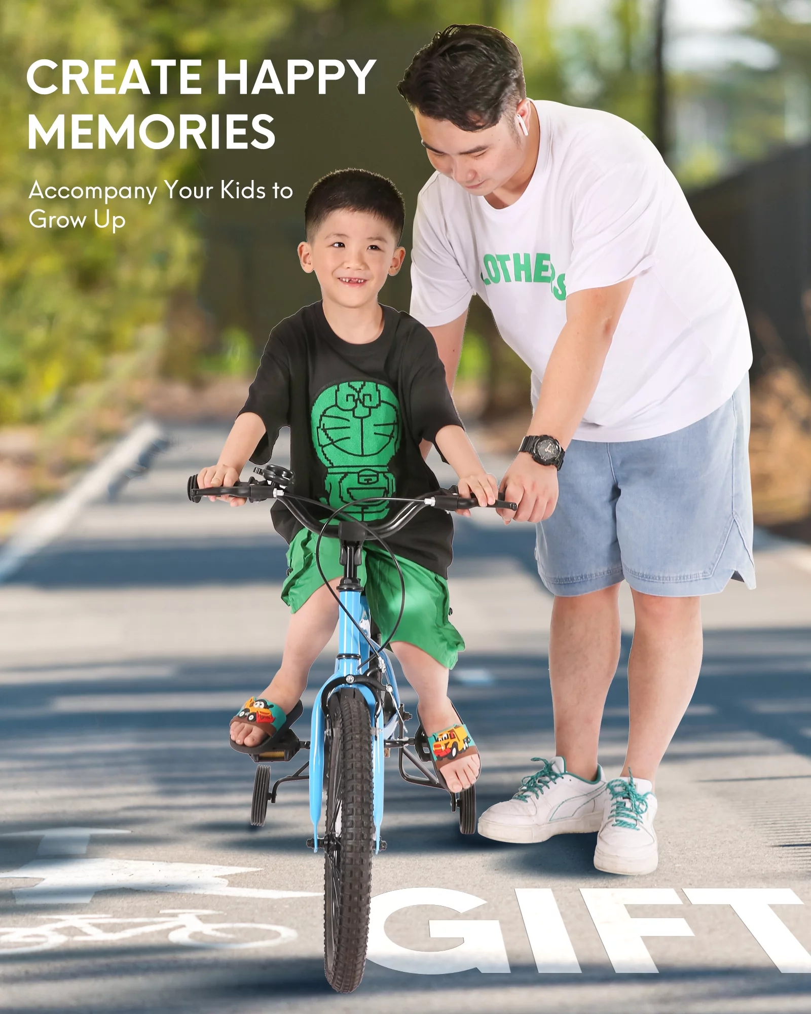 16 Inch Kids Bike Girls and Boys Blue Kid Bicycle for Age 4-8 Years Old with Kickstand & Training Wheels - Womvr