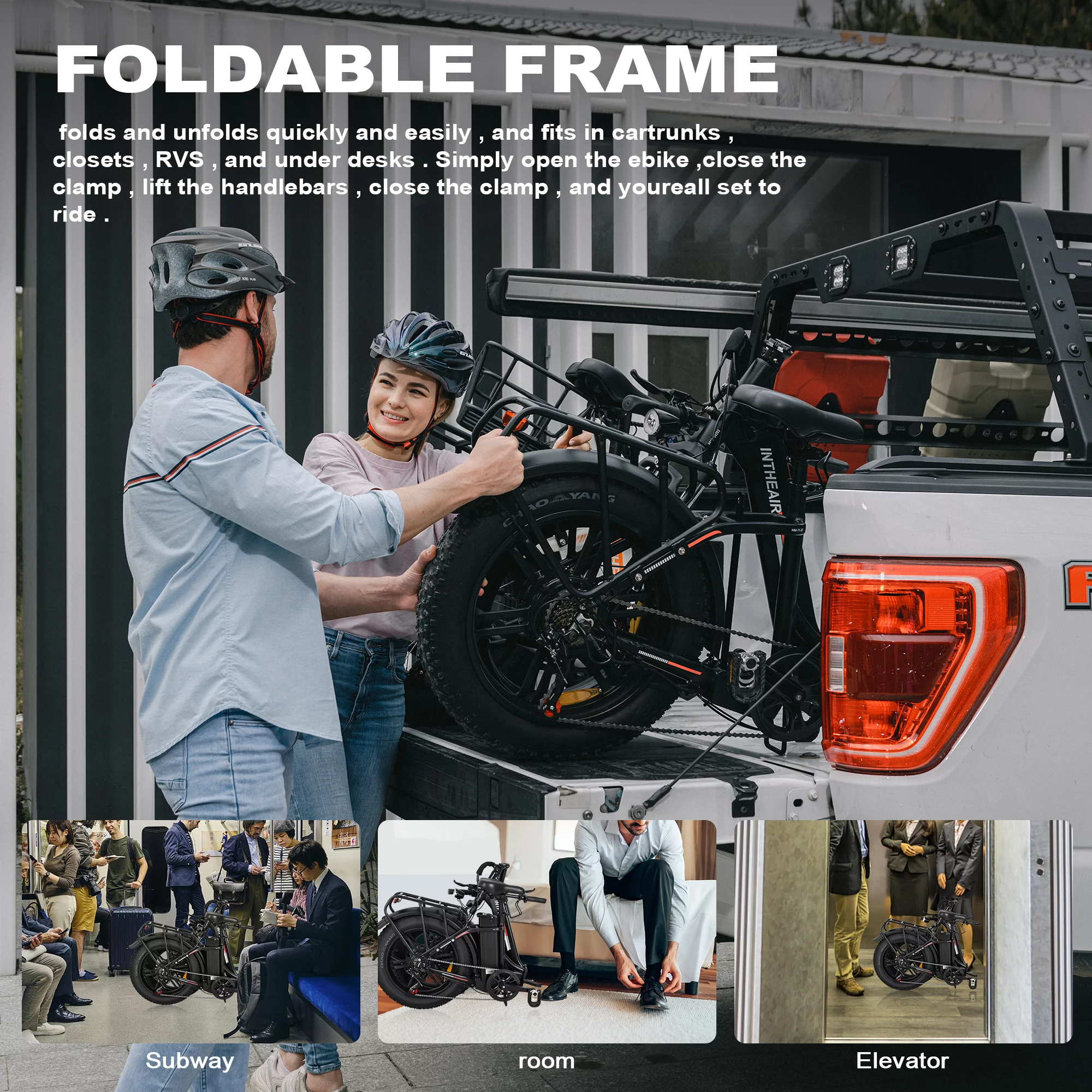 INTHEAIR Ranger Electric Bike, Adults Foldable Ebike for Adults 20