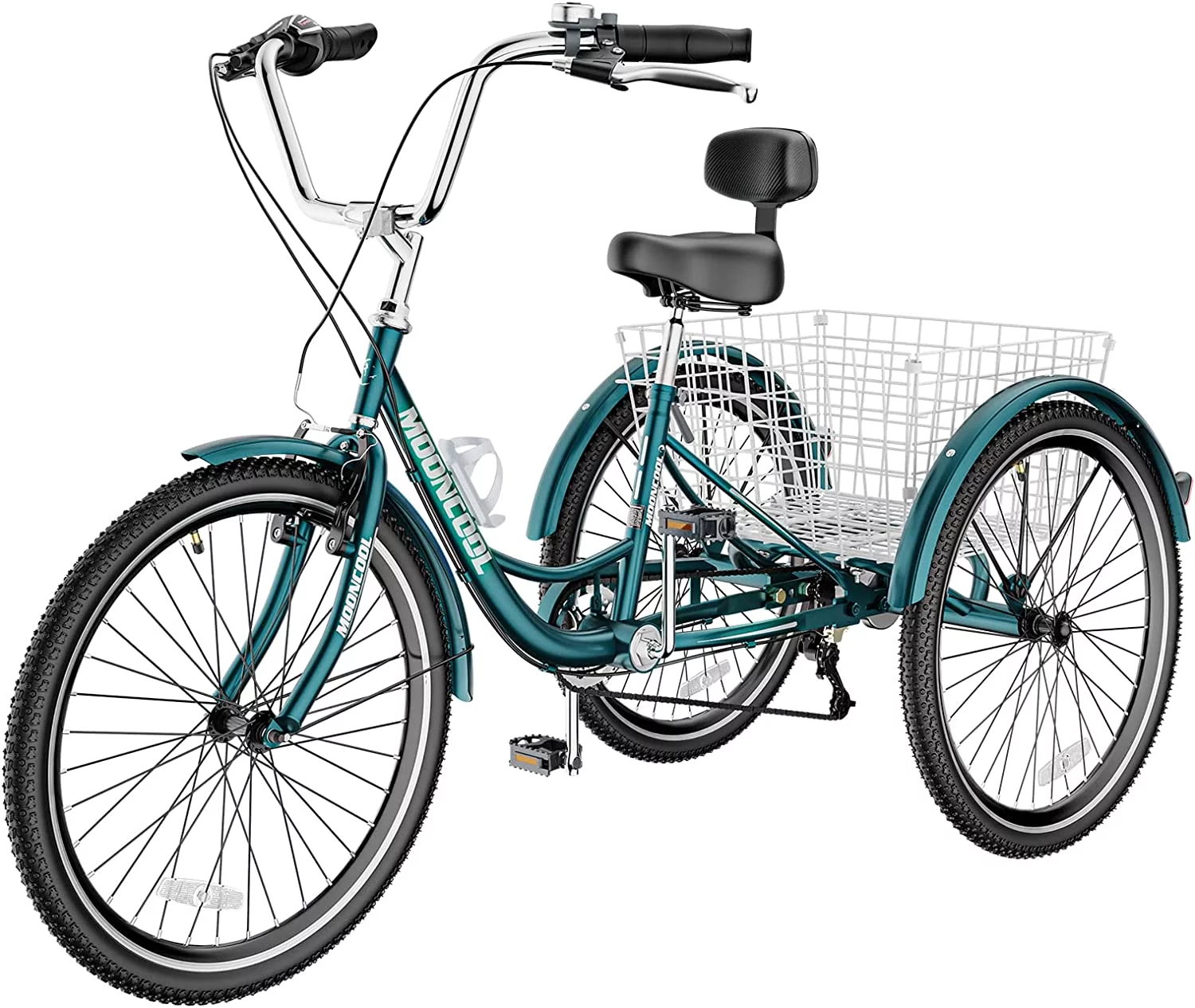 MOONCOOL Adult Tricycles, 3 Wheel 7 Speed Trikes, 20/24/26 inch Adult Trikes 3 Wheeled Bike with Basket for Seniors, Women, Men - Womvr