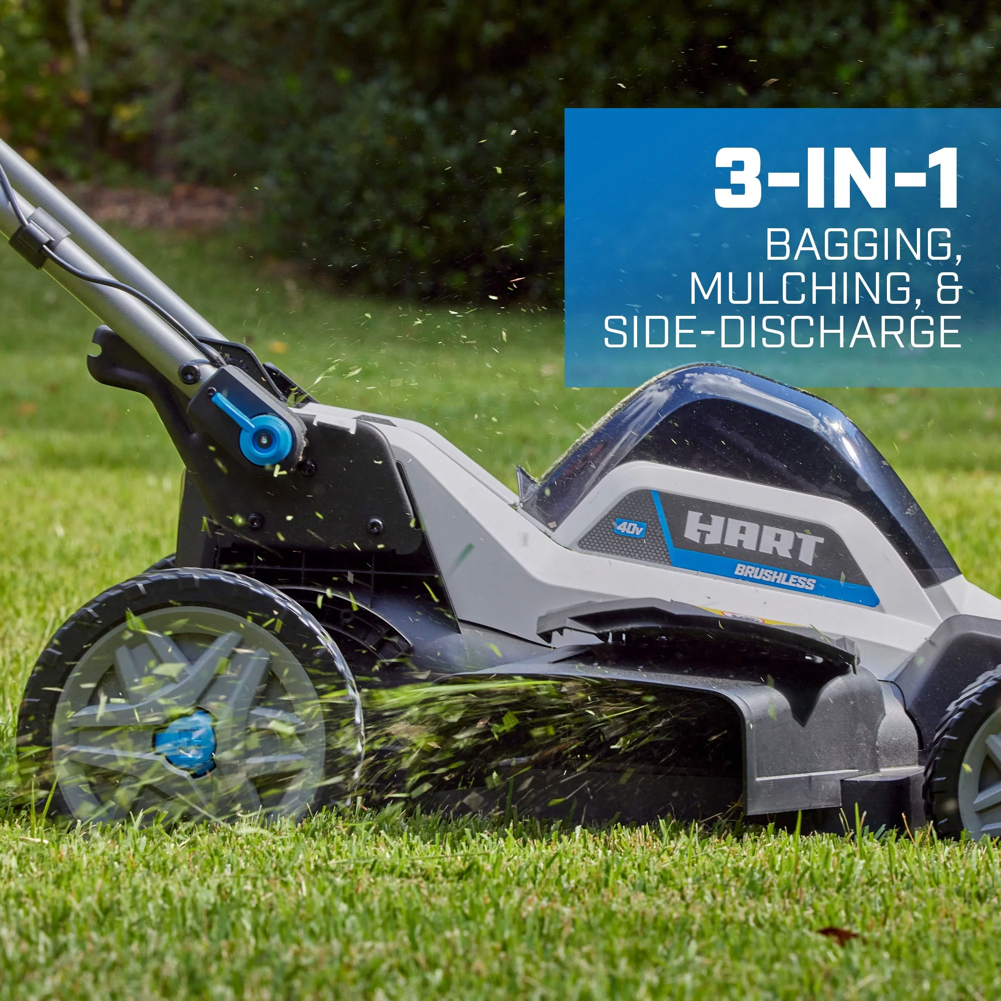 HART 40-Volt 20-inch SUPERCHARGE Dual Blade Self-Propelled Mower Kit, (1) 8.0Ah Lithium-Ion Battery - Womvr