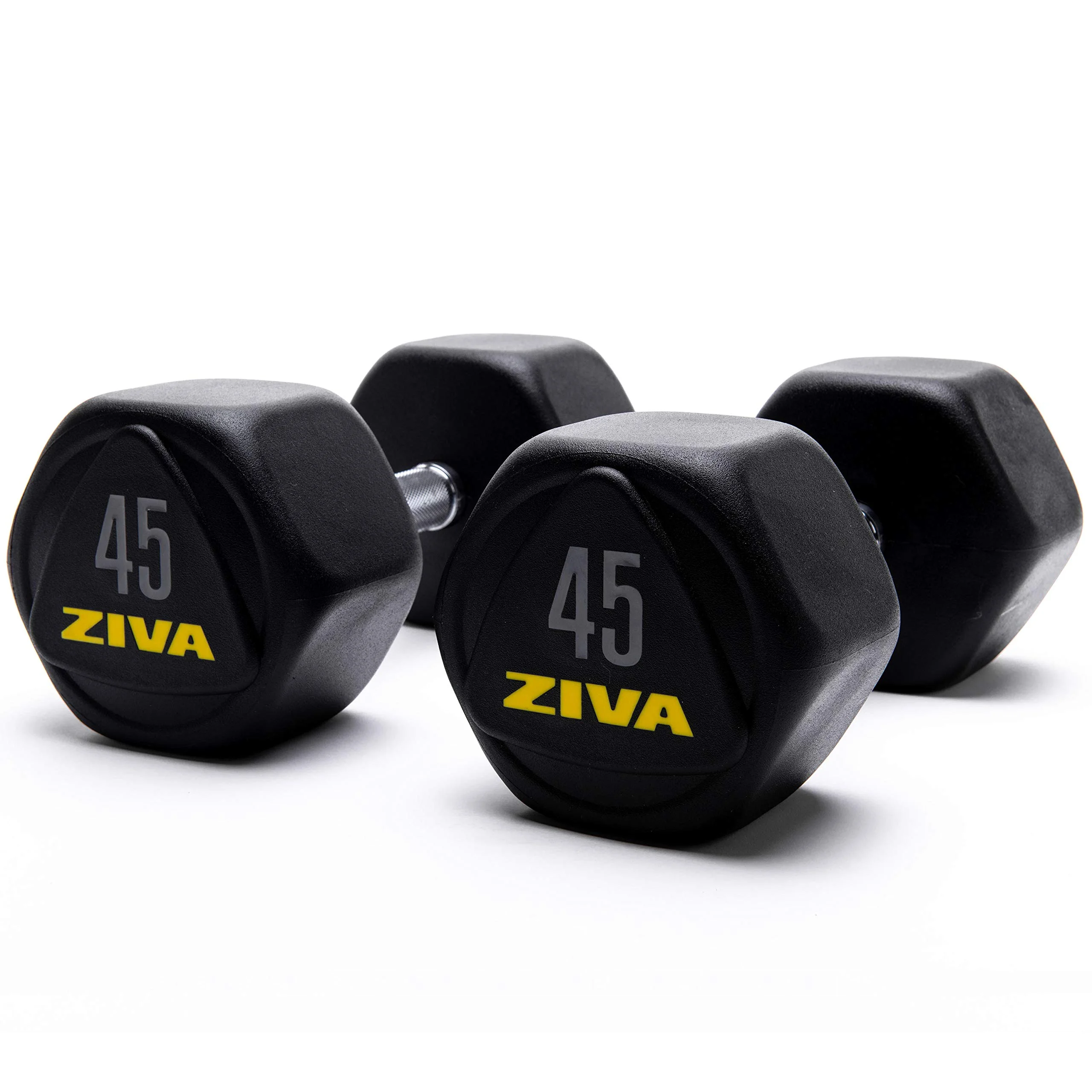 ZIVA Performance Hex Dumbbells Weight Set, Solid Steel Core, Premium Urethane Rubber Encasing, Corrosion Resistant - Pair of Two Dumbbells, 20 Lbs. - Womvr