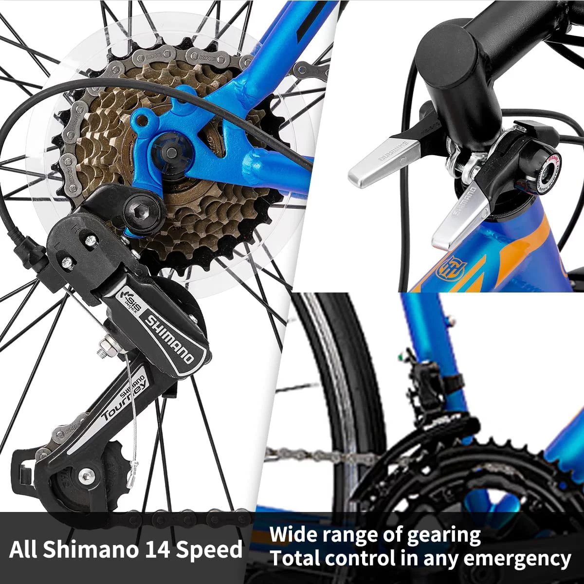 Hiland Road Bike Hybrid Bike Aluminum Frame 700C 14 speeds with V-Brakes - Womvr