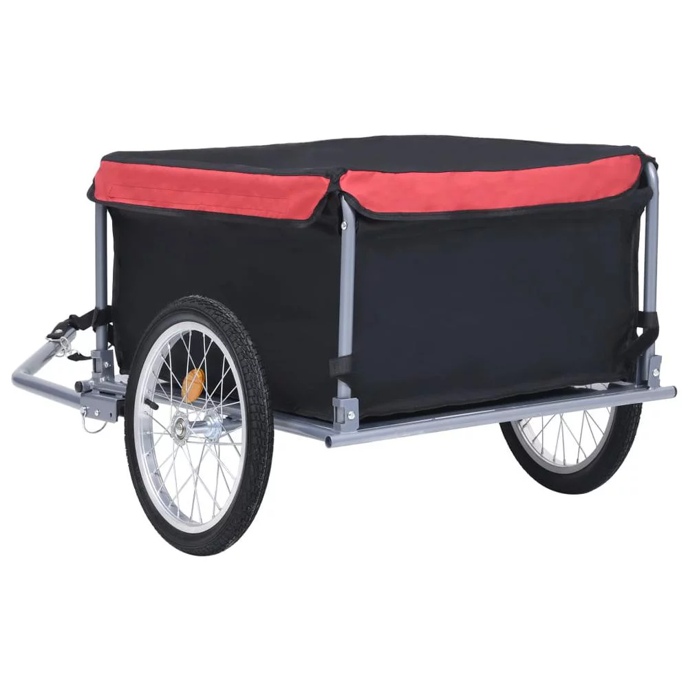 vidaXL Bike Cargo Trailer Black and Red 143.3 lb 2588 - Womvr