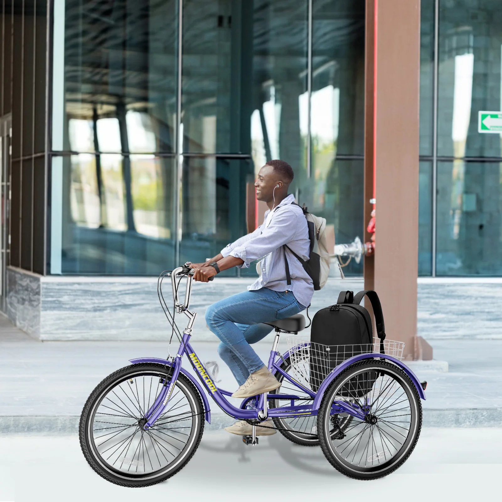 Lilypelle Adult Tricycles 7 Speed 20/24/26 Inch Three Wheel Bike Cruiser Trike with Low-Step Through Frame/Large Basket for Men, Women, Seniors - Womvr