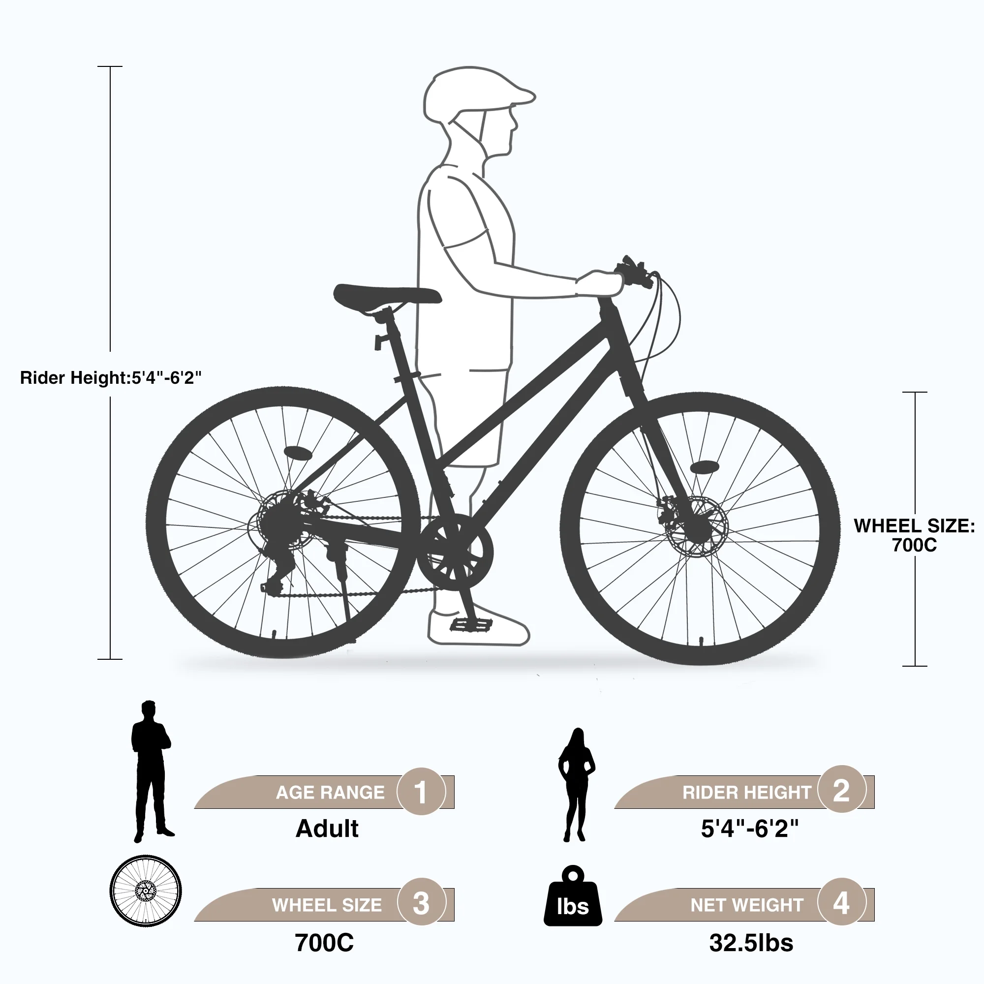 Zukka Hybrid Bicycle Road Bike for Women Girl Aluminum Alloy 700C 7 Speed Light Blue City Bike - Womvr